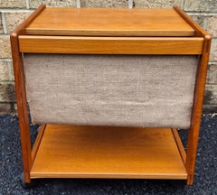 Mid Century Danish Modern Magazine Rack Rolling Tiered Side Table