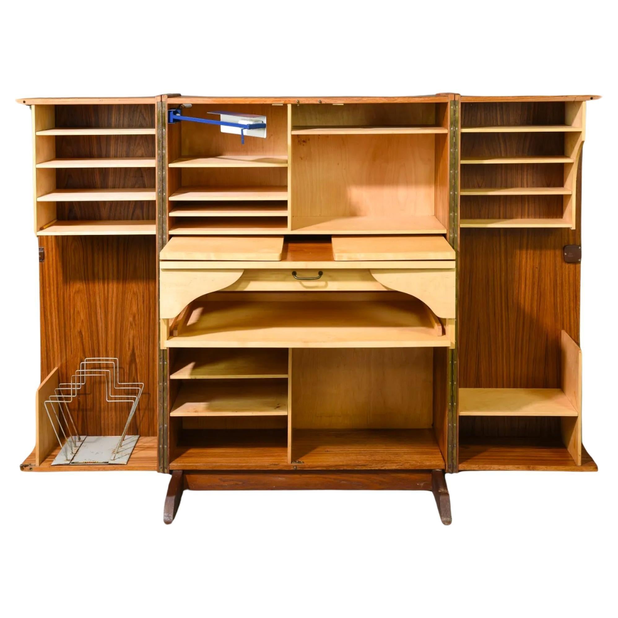 Mid century teak closable locking teak writing desk called the 