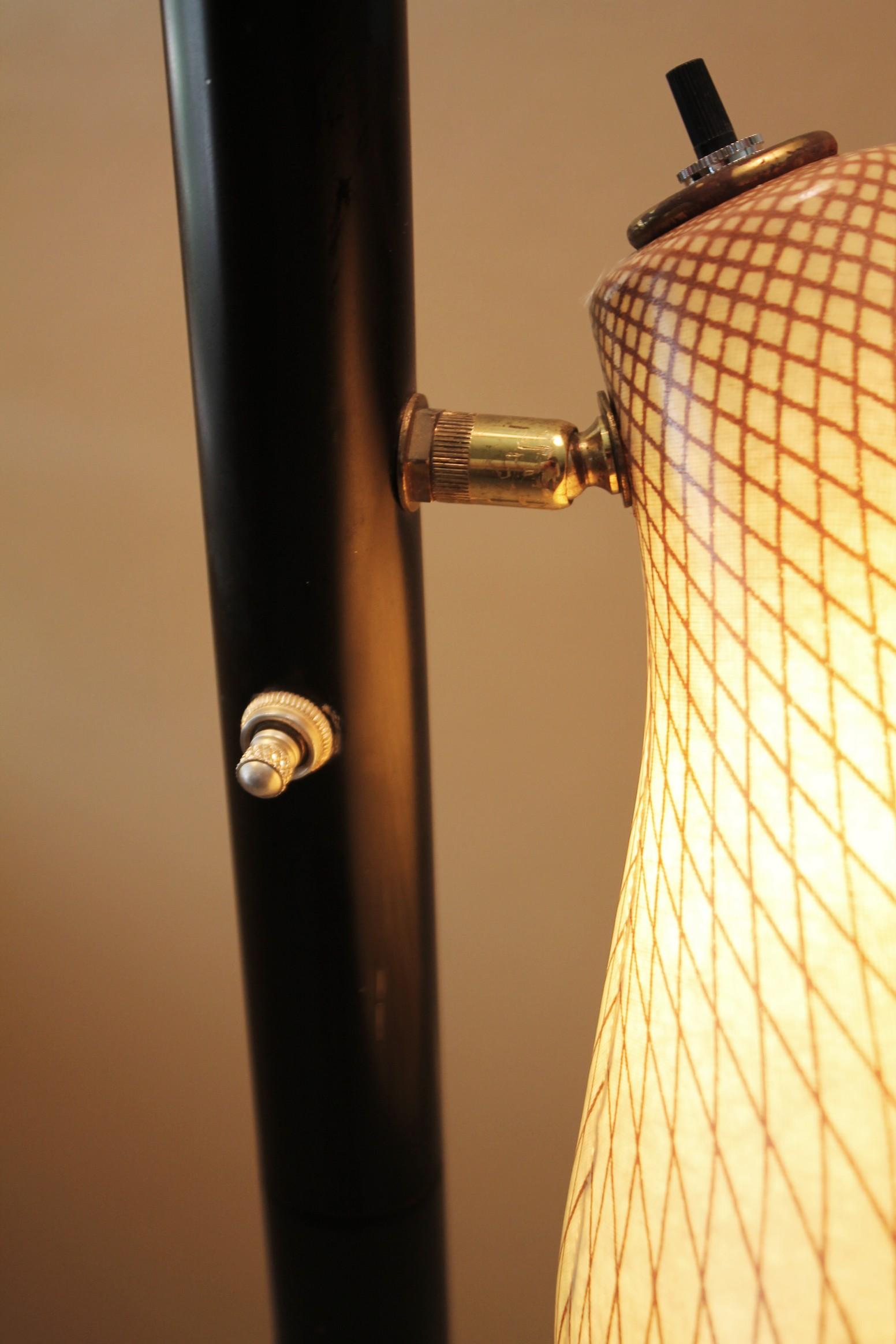 Mid Century Danish Modern Matrix Tension Pole Lamp 1950s Stiffel 3 Shades! 1