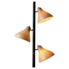 Mid Century Danish Modern Matrix Tension Pole Lamp 1950s Stiffel 3 Shades!