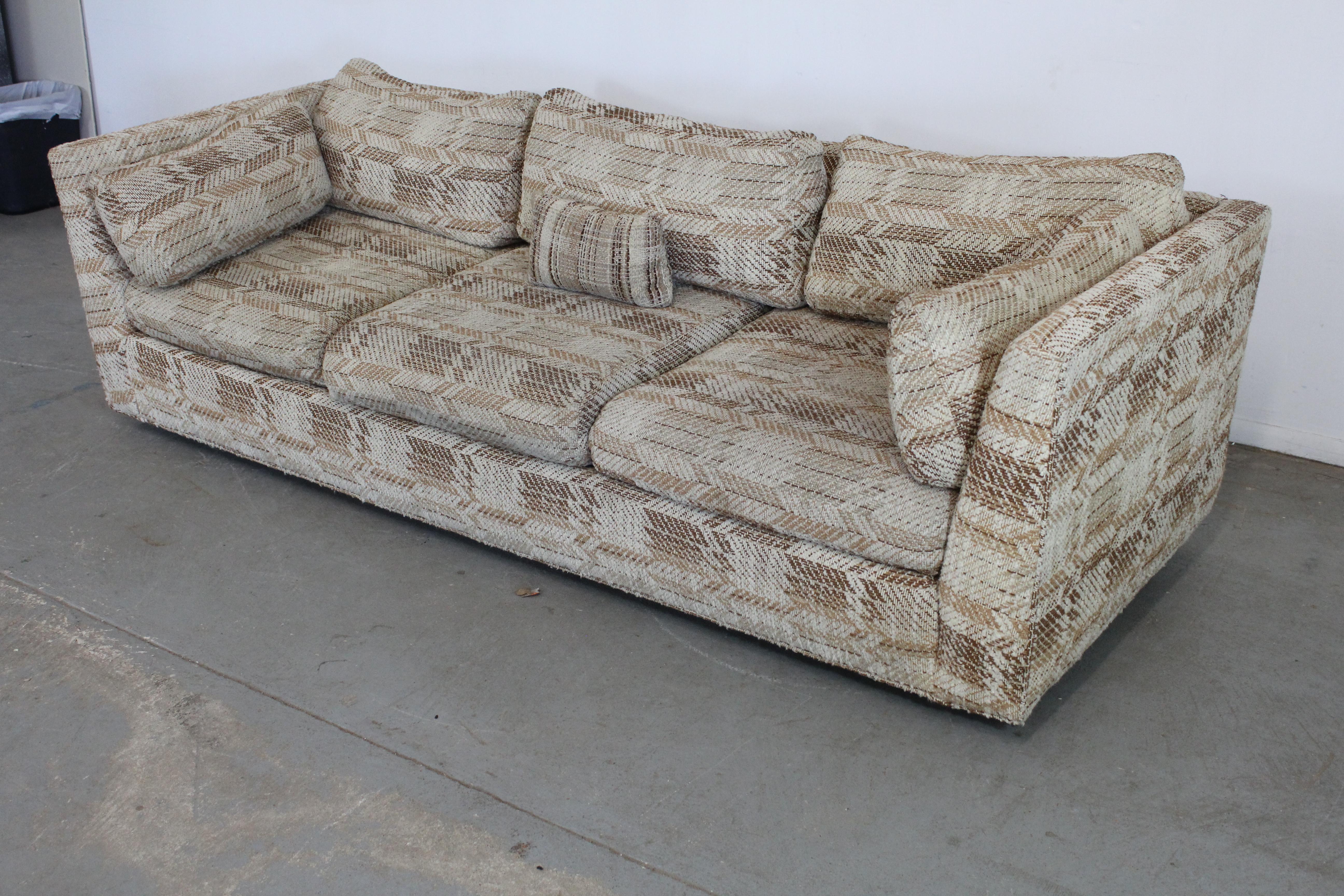 Fabric Mid-Century Danish Modern Milo Baughman Style Stratford 3-Seat Pit Sofa