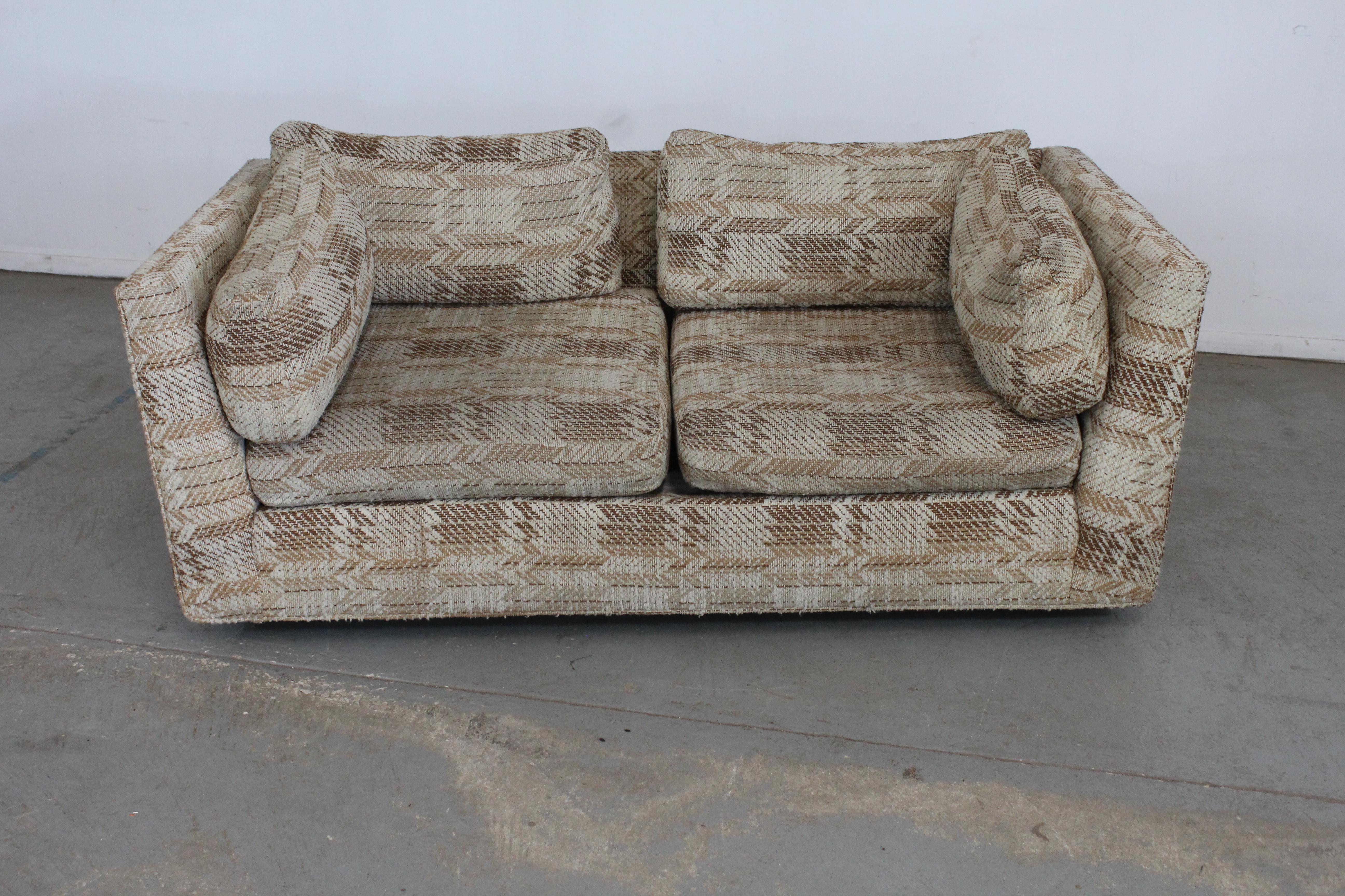 American Mid-Century Danish Modern Milo Baughman Style Stratford Love Seat Pit Sofa
