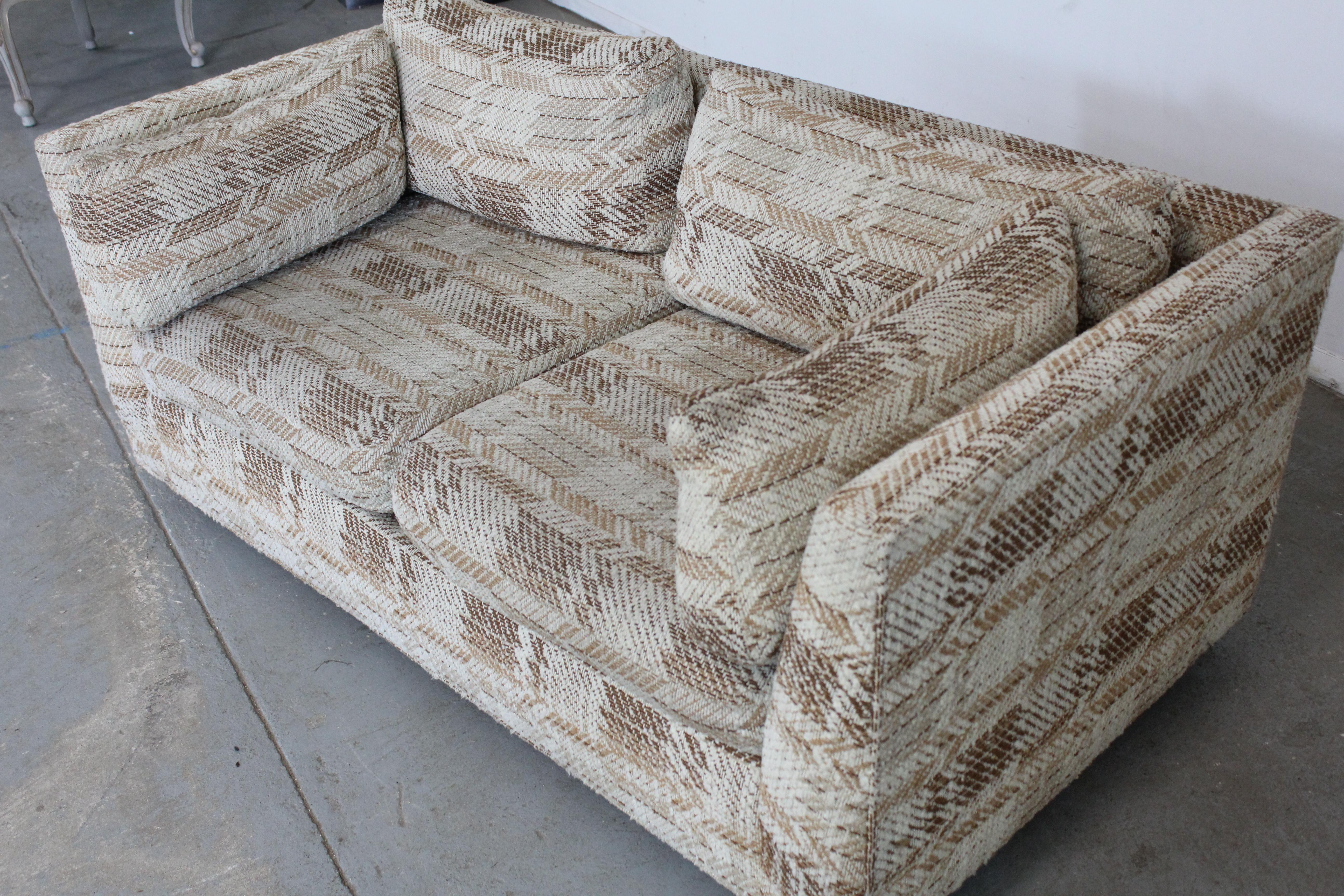 Fabric Mid-Century Danish Modern Milo Baughman Style Stratford Love Seat Pit Sofa