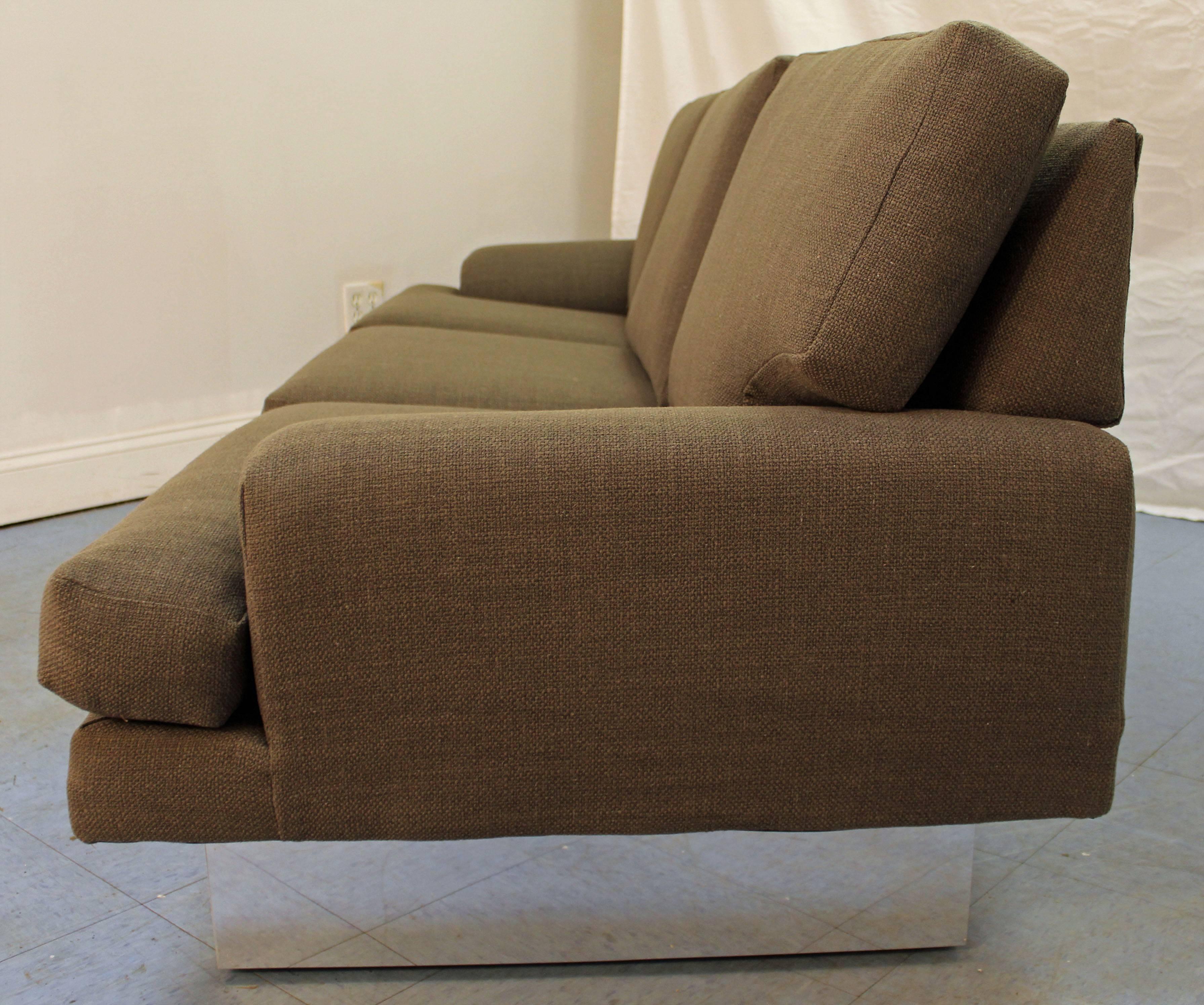 Mid-Century Modern Mid-Century Danish Modern Milo Baughman Thayer Coggin Chrome Base Sofa