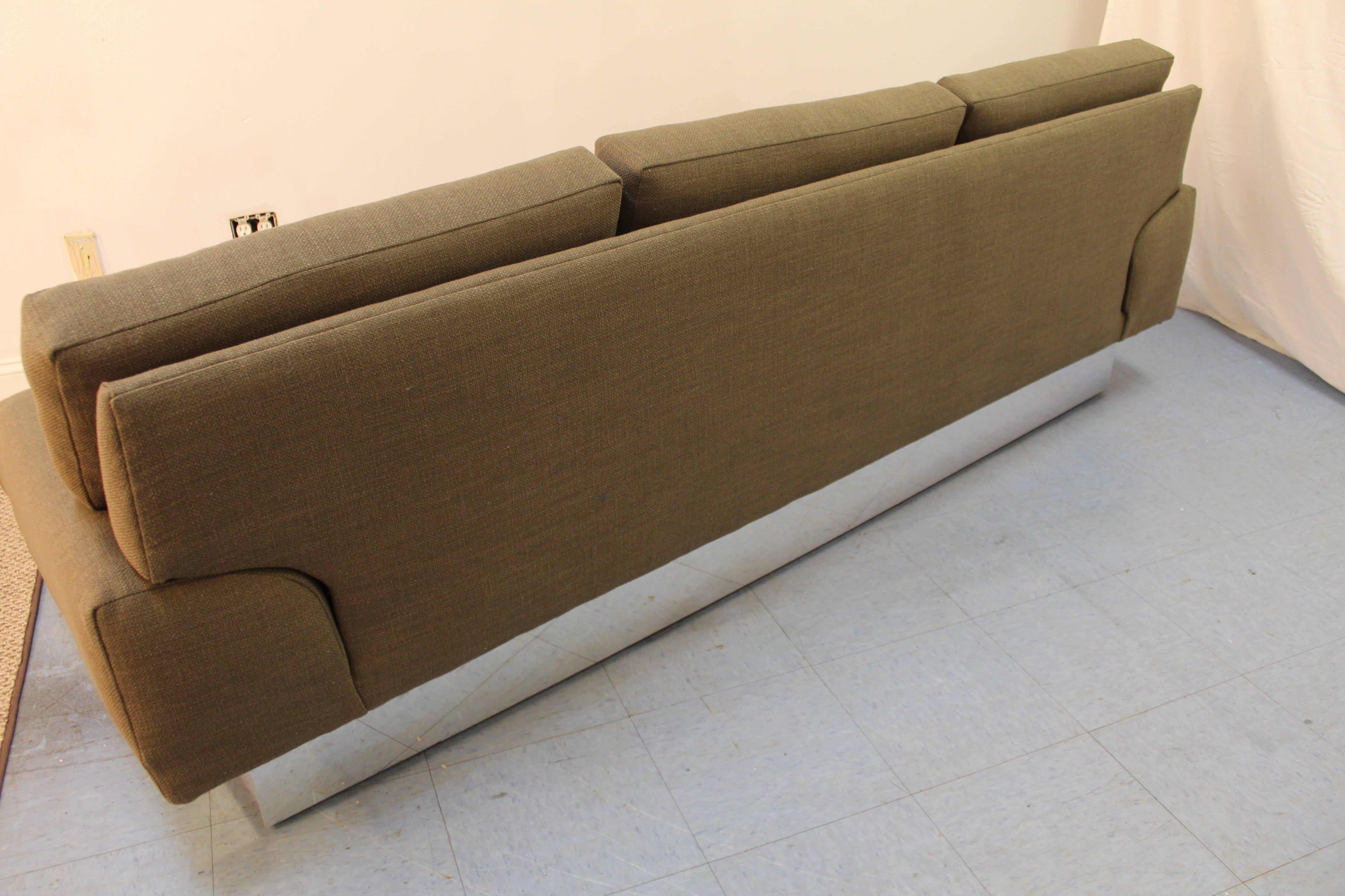 American Mid-Century Danish Modern Milo Baughman Thayer Coggin Chrome Base Sofa