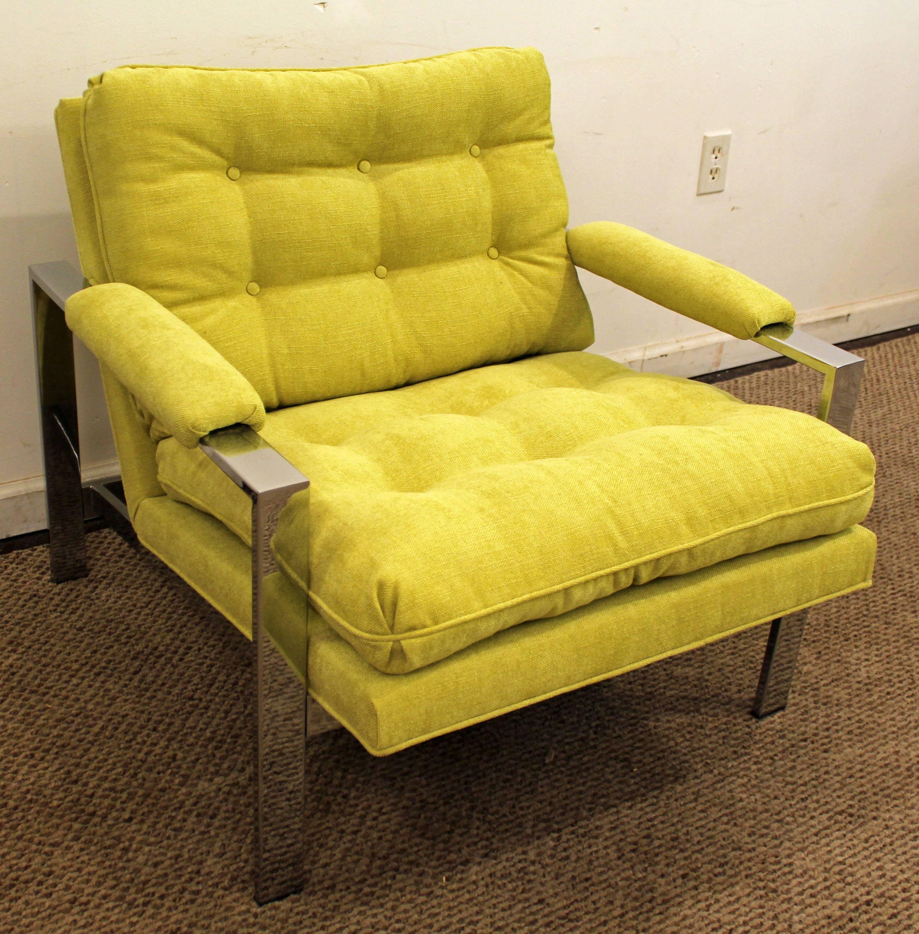 Mid-Century Modern Midcentury Danish Modern Milo Baughman Thayer Coggin Chrome Cube Lounge Chair