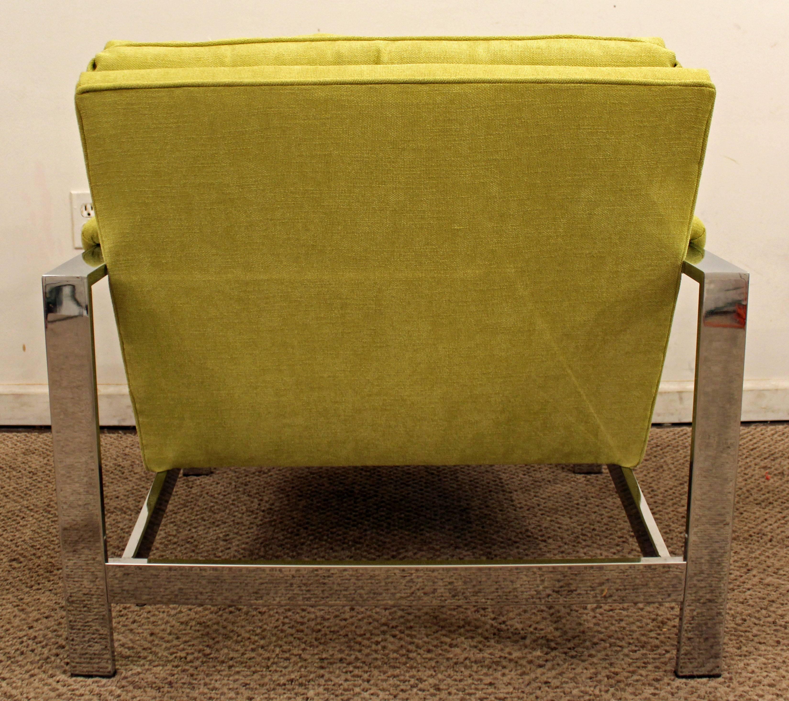 Midcentury Danish Modern Milo Baughman Thayer Coggin Chrome Cube Lounge Chair In Excellent Condition In Wilmington, DE