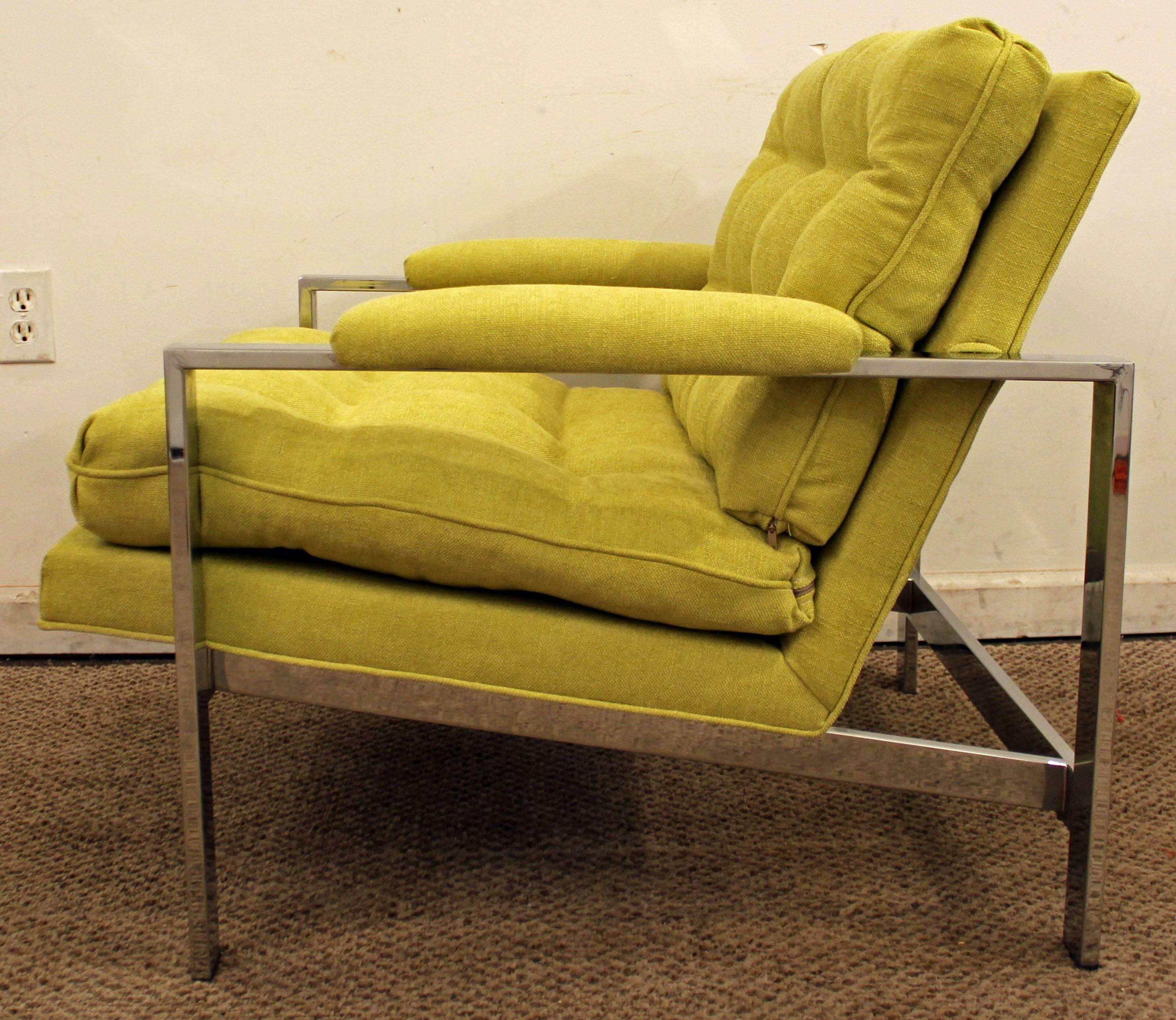20th Century Midcentury Danish Modern Milo Baughman Thayer Coggin Chrome Cube Lounge Chair
