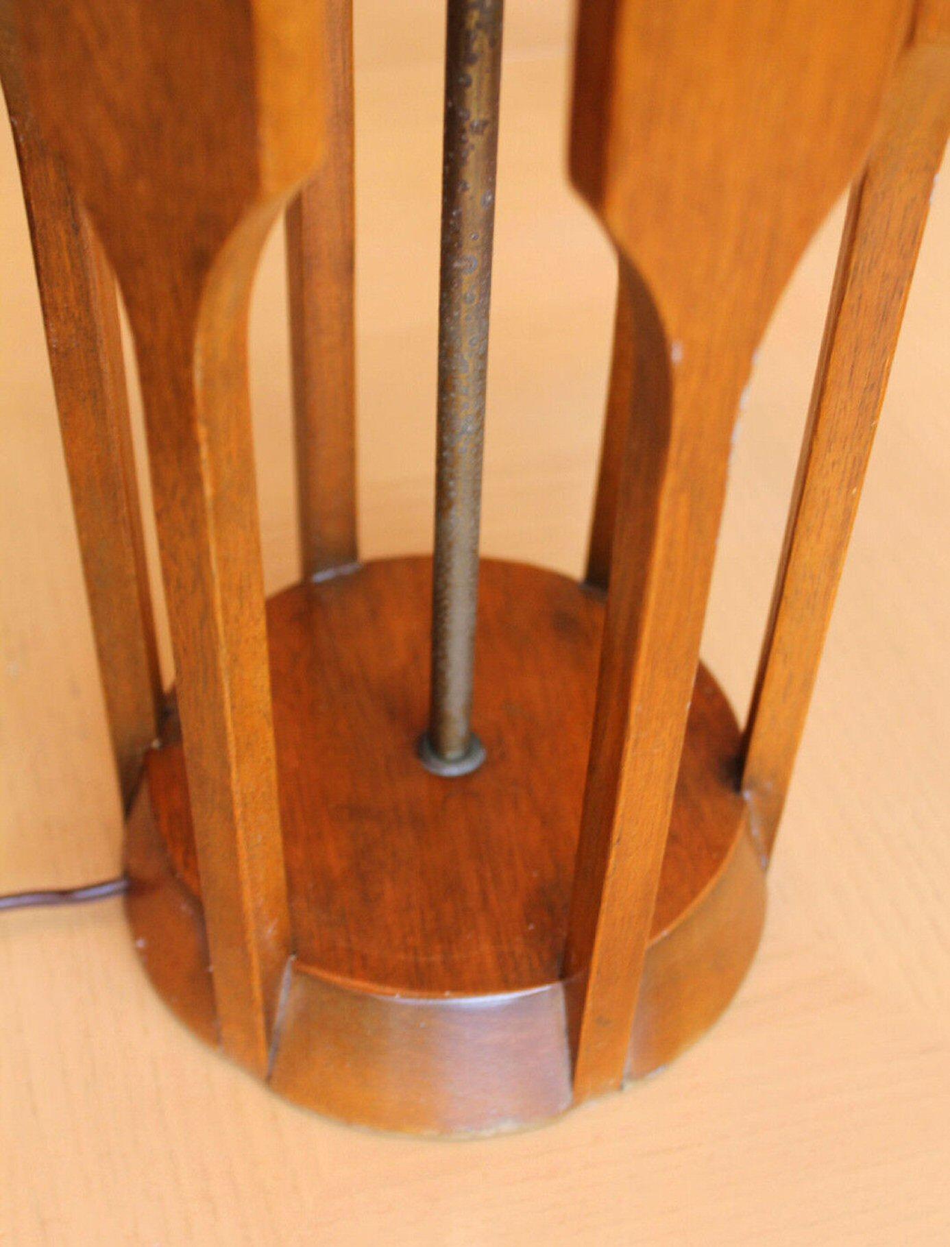 Hand-Crafted Mid Century Danish Modern Modeline Sculptural TEAK TABLE LAMP! Hans Wegner 1950s For Sale