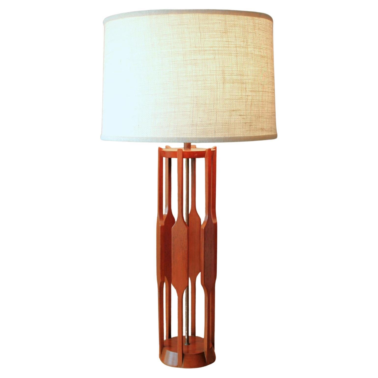 Mid Century Danish Modern Modeline Sculptural TEAK TABLE LAMP! Hans Wegner 1950s