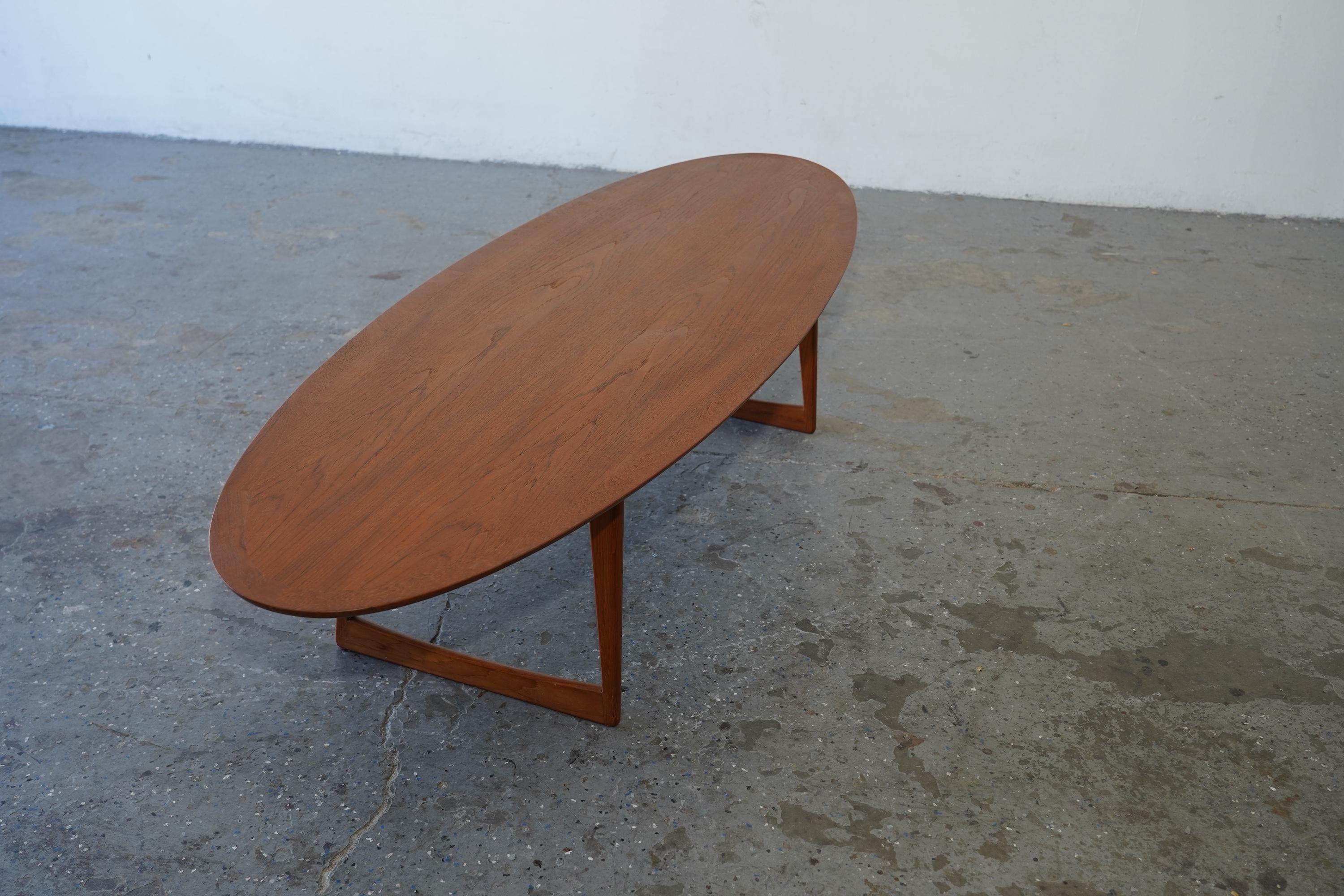 Mid-Century Danish Modern Moreddi Walnut Surfboard Coffee Table For Sale 8