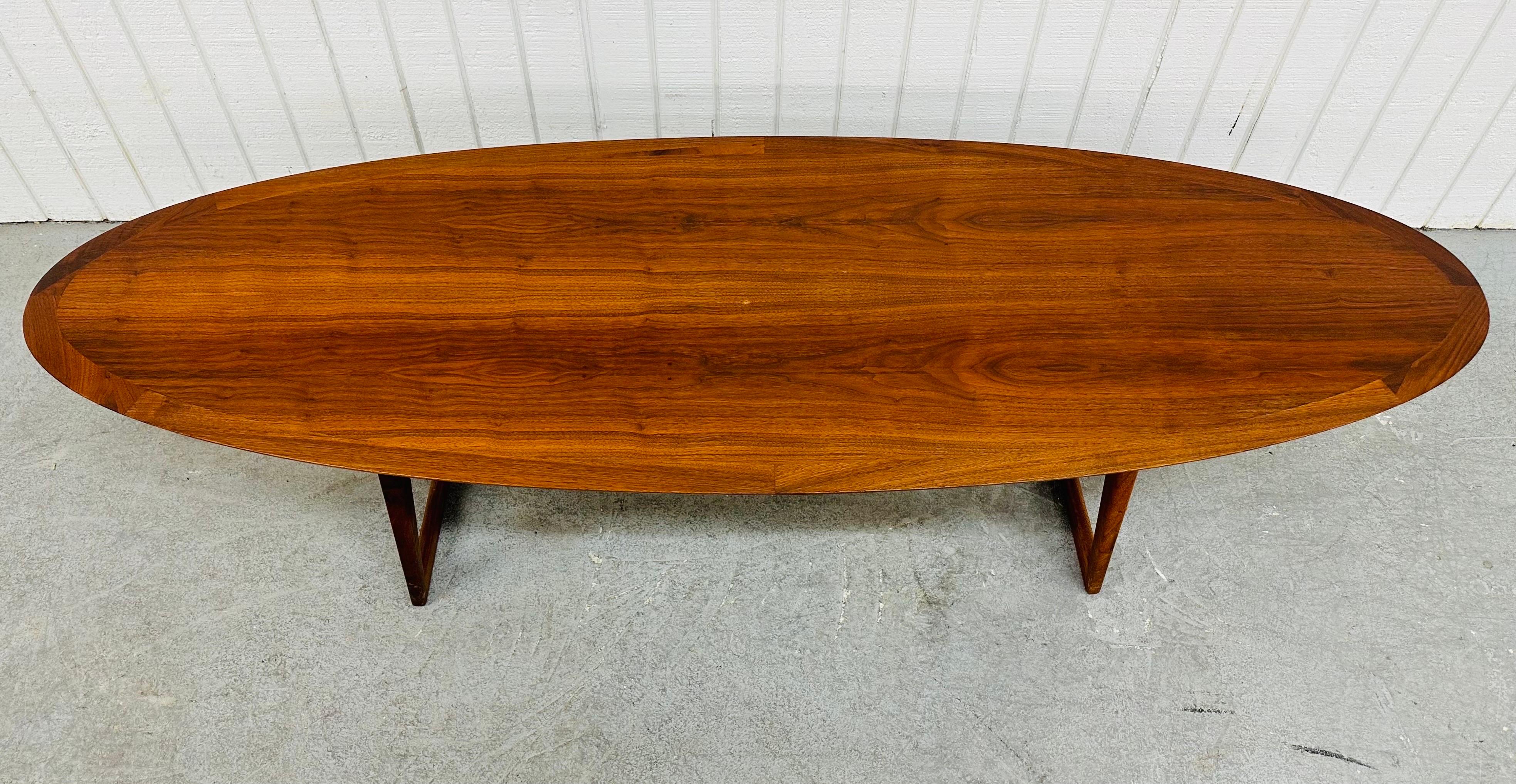 Mid-Century Modern Mid-Century Danish Modern Moreddi Walnut Surfboard Coffee Table For Sale