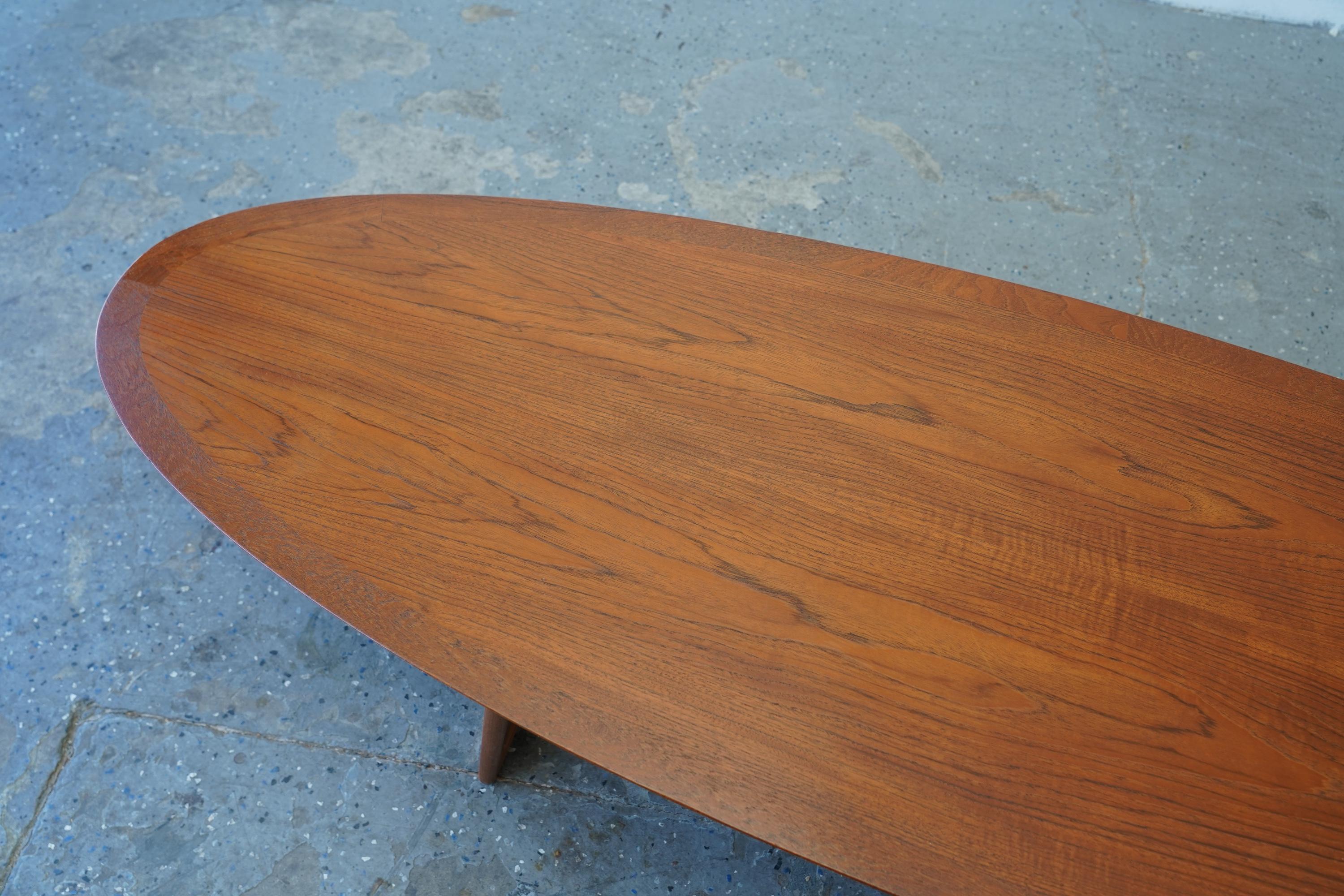 Teak Mid-Century Danish Modern Moreddi Walnut Surfboard Coffee Table For Sale