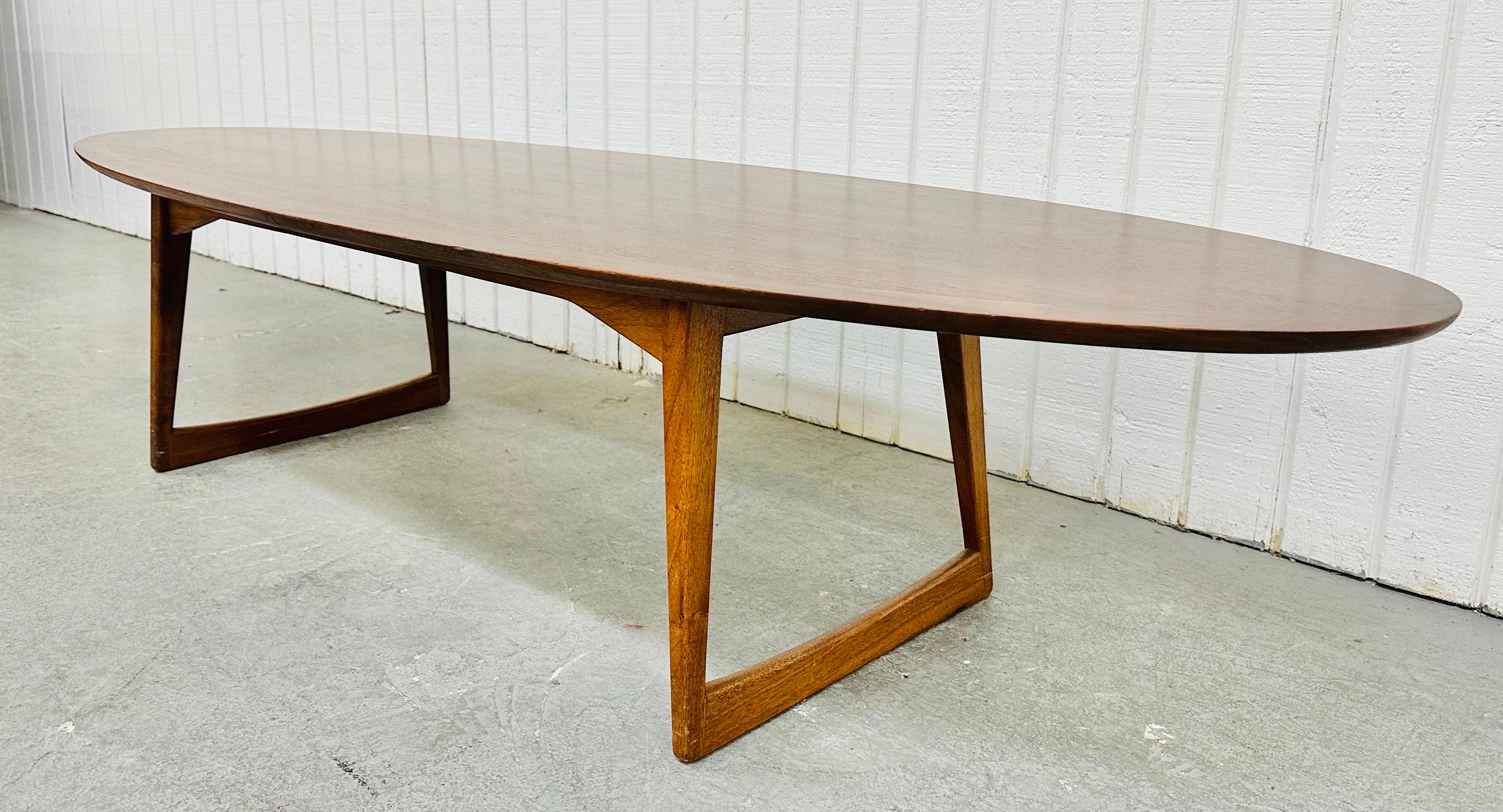 Wood Mid-Century Danish Modern Moreddi Walnut Surfboard Coffee Table For Sale