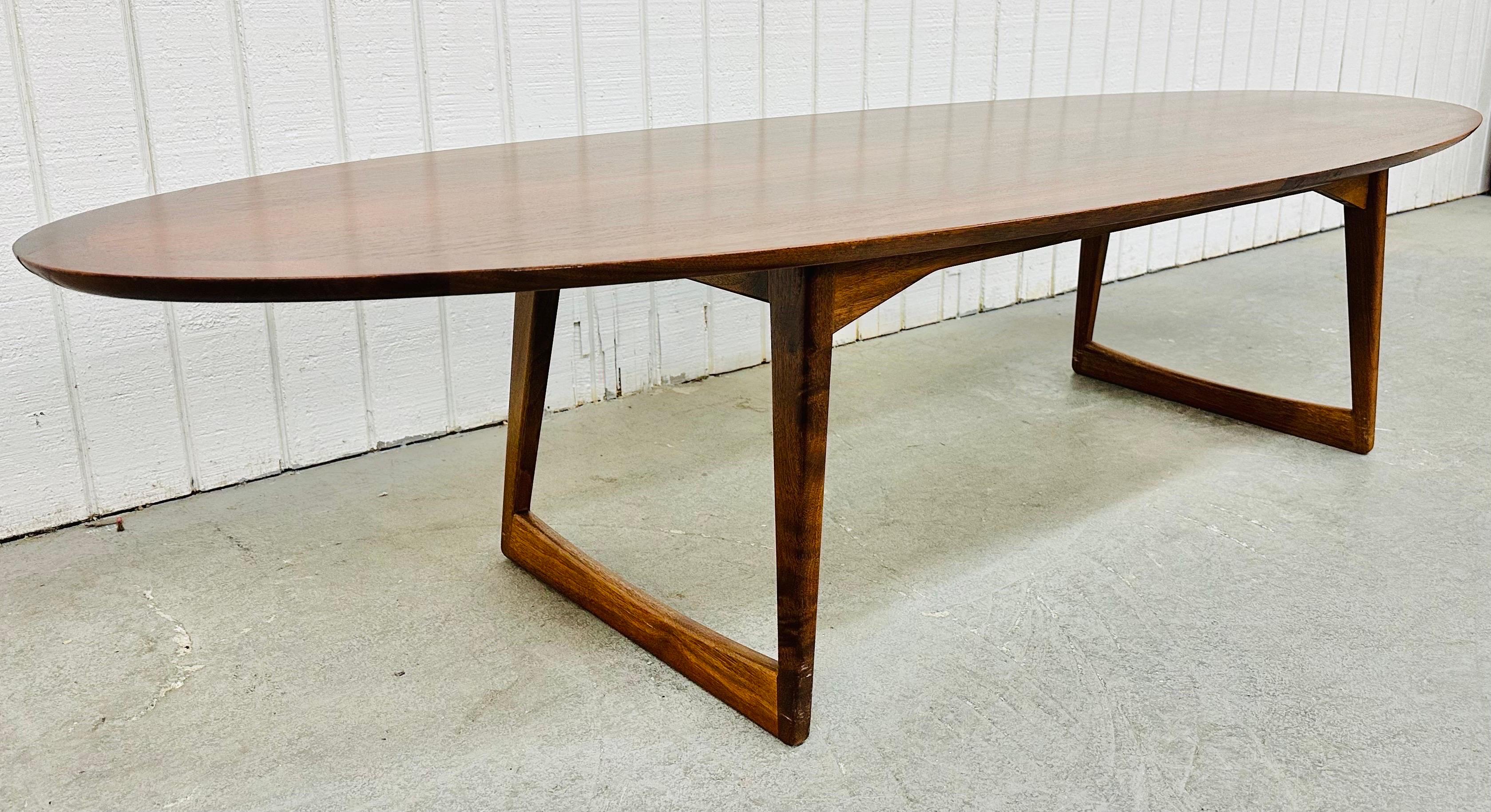 Mid-Century Danish Modern Moreddi Walnut Surfboard Coffee Table For Sale 1