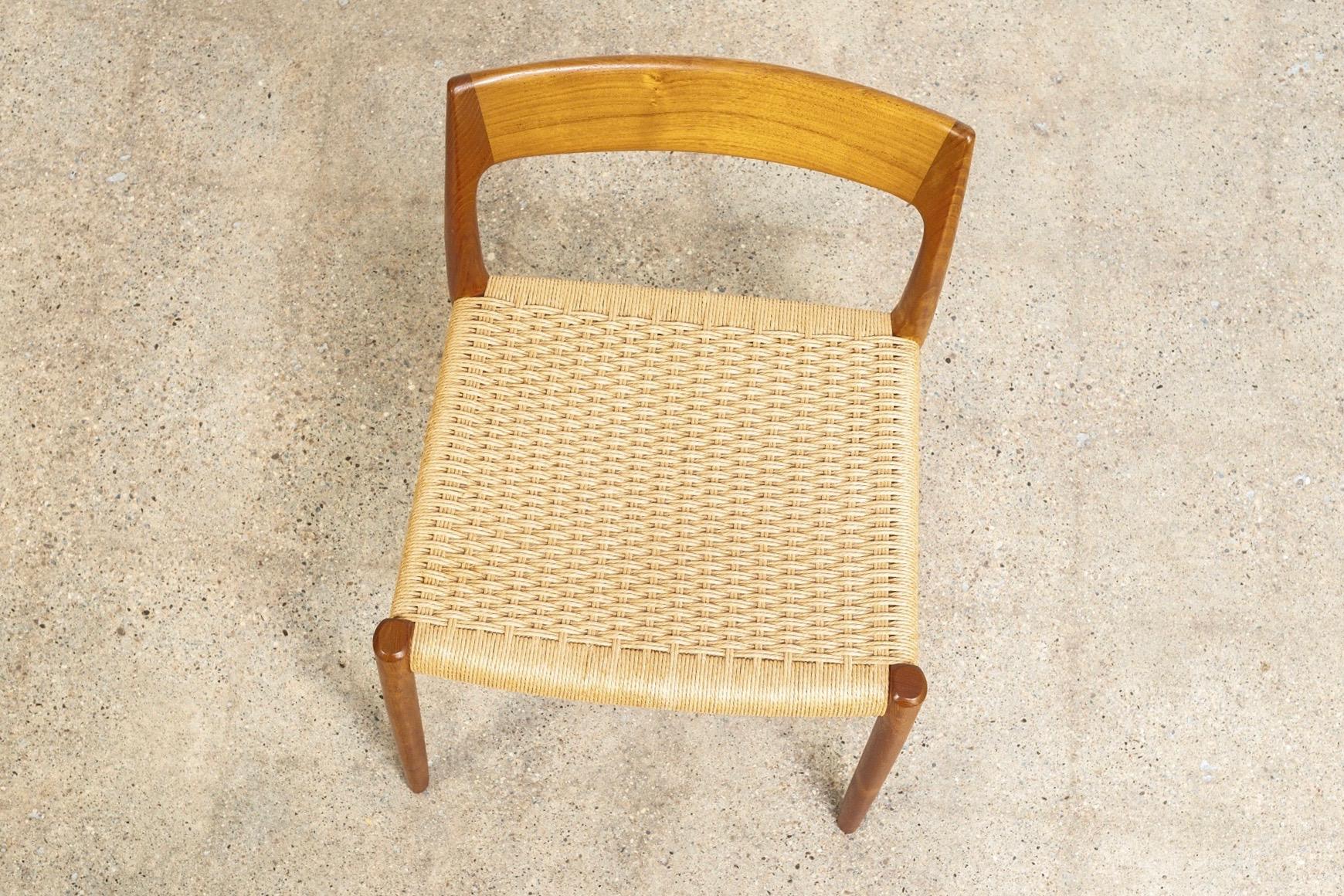 Midcentury Danish Modern Niels Møller Teak and Danish Cord Dining Chair, 1960s 4