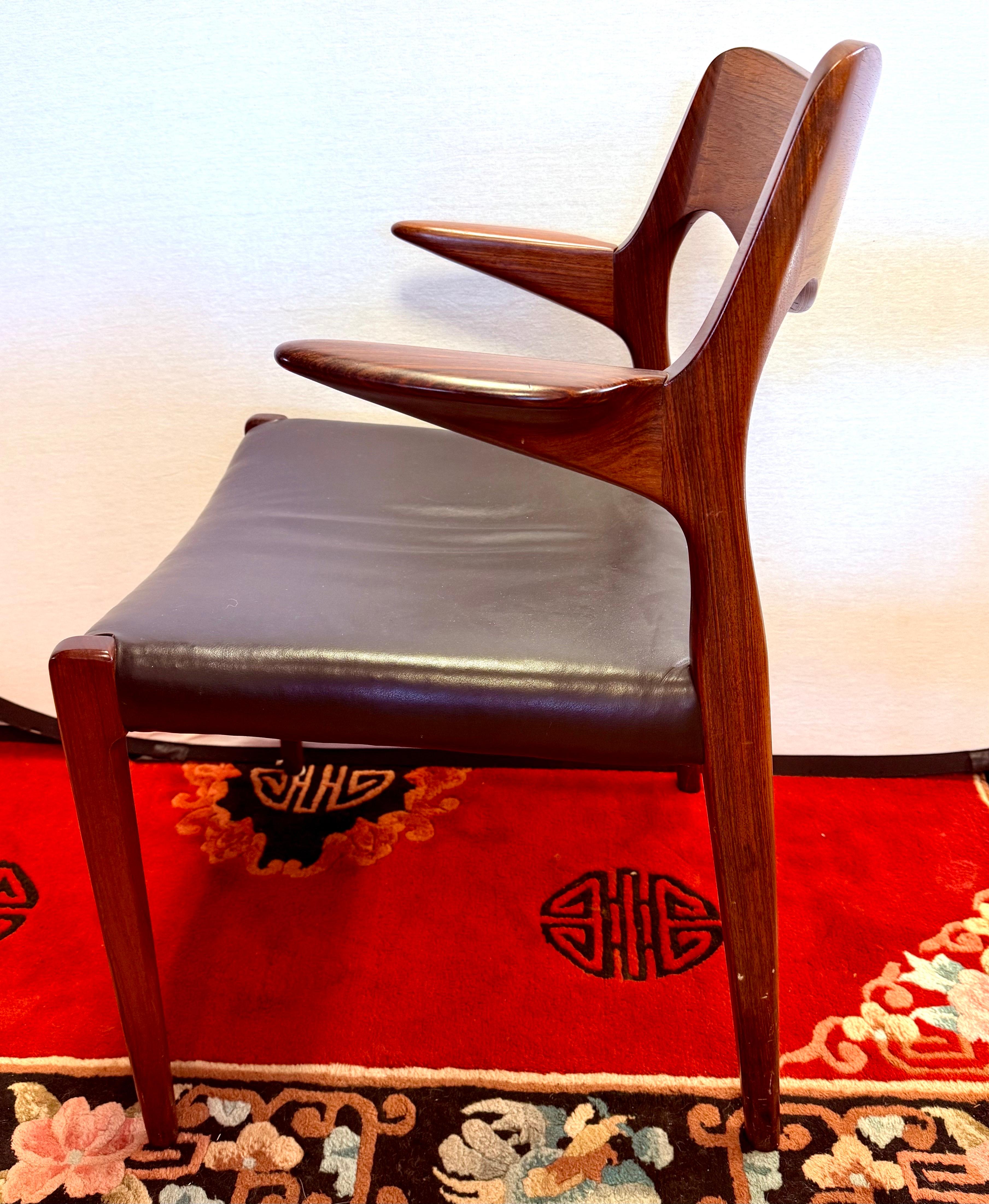 Fabric Mid Century Danish Modern Niels Moller Rosewood Dining Room Set Table & 6 Chairs