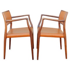 Mid Century Danish Modern Niels Otto Møller Mod. 65 Sculpted Armchair, Pair