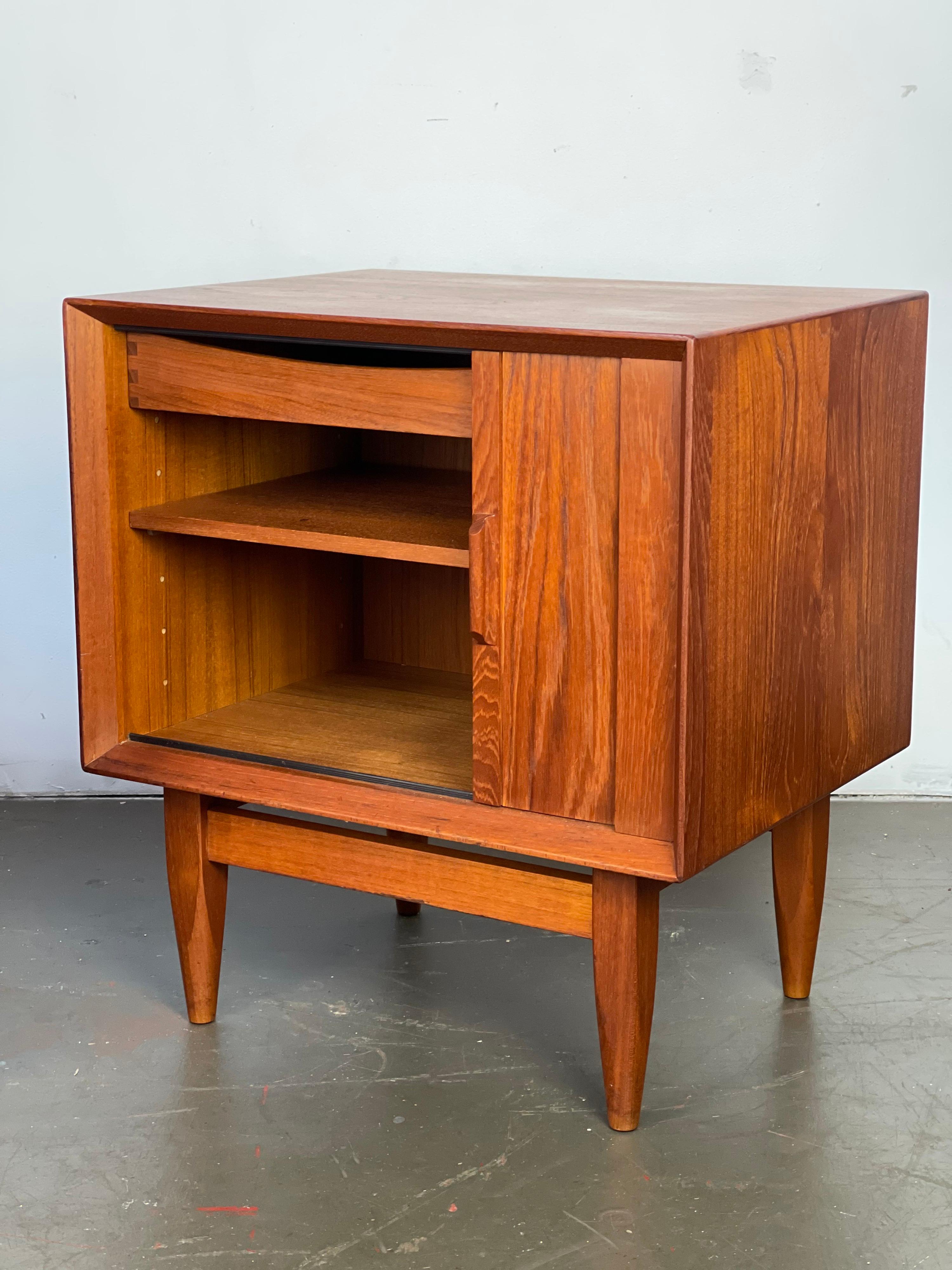 Scandinavian Modern Mid Century Danish Modern Nightstands in Teak by Falster