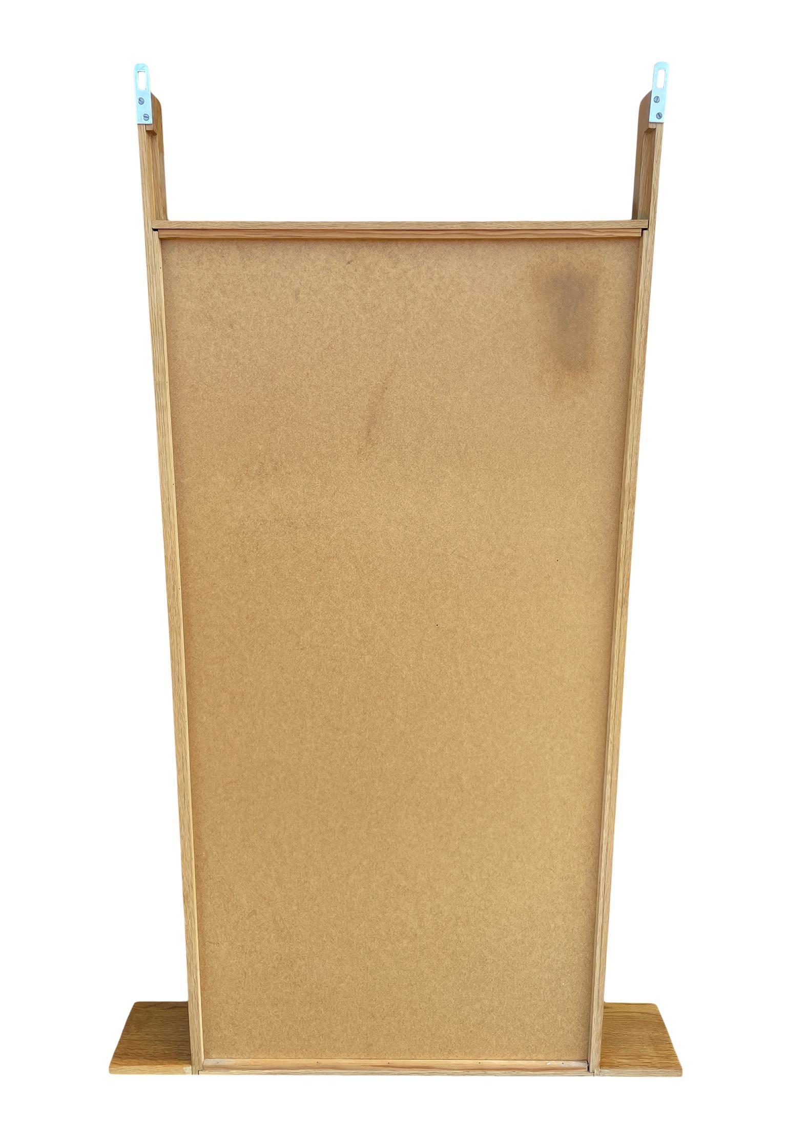 Late 20th Century Mid Century Danish Modern Oak Vanity Wall Mirror with Shelf For Sale