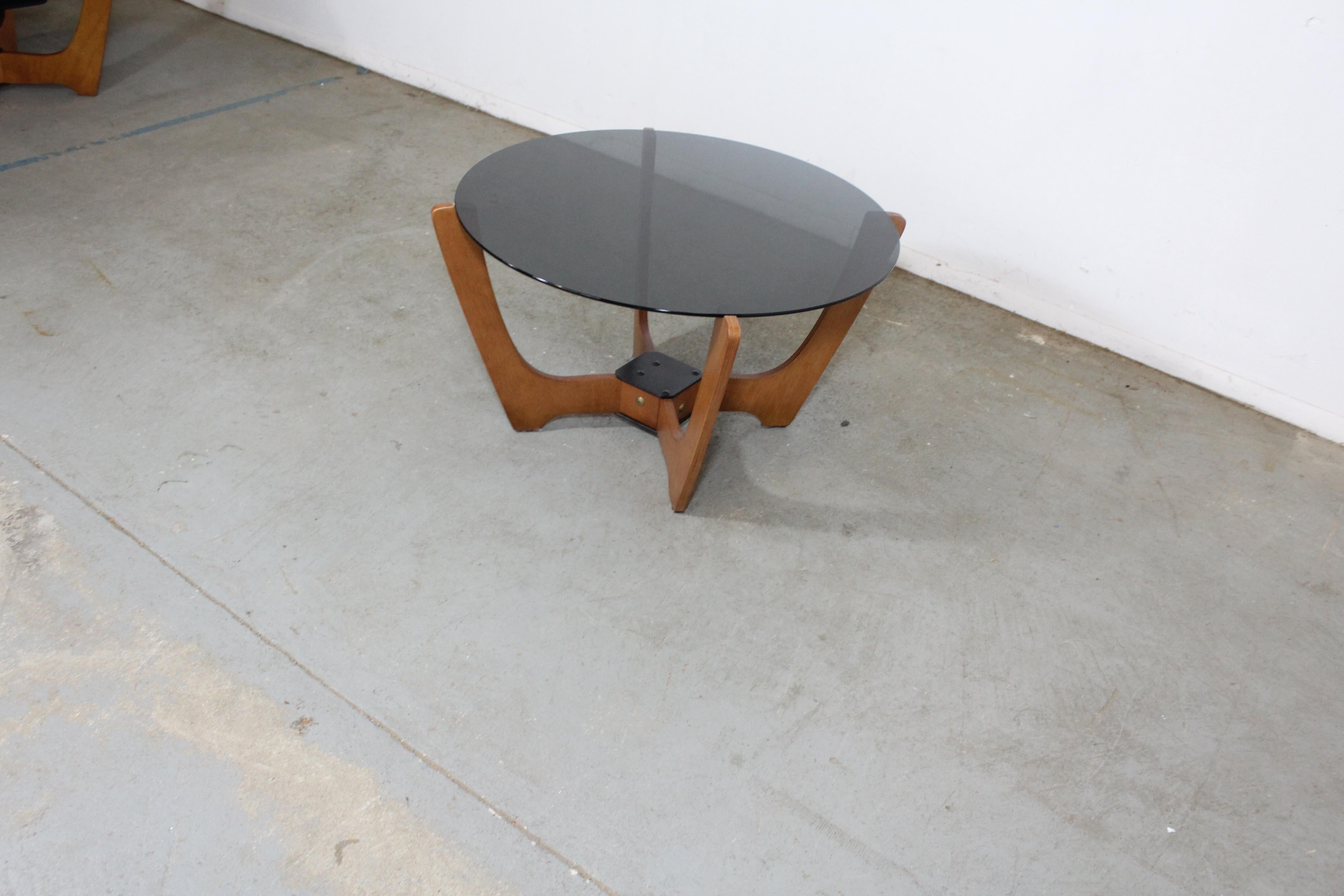 Unknown Midcentury Danish Modern Odd Knutsen Glass Top Coffee Table For Sale
