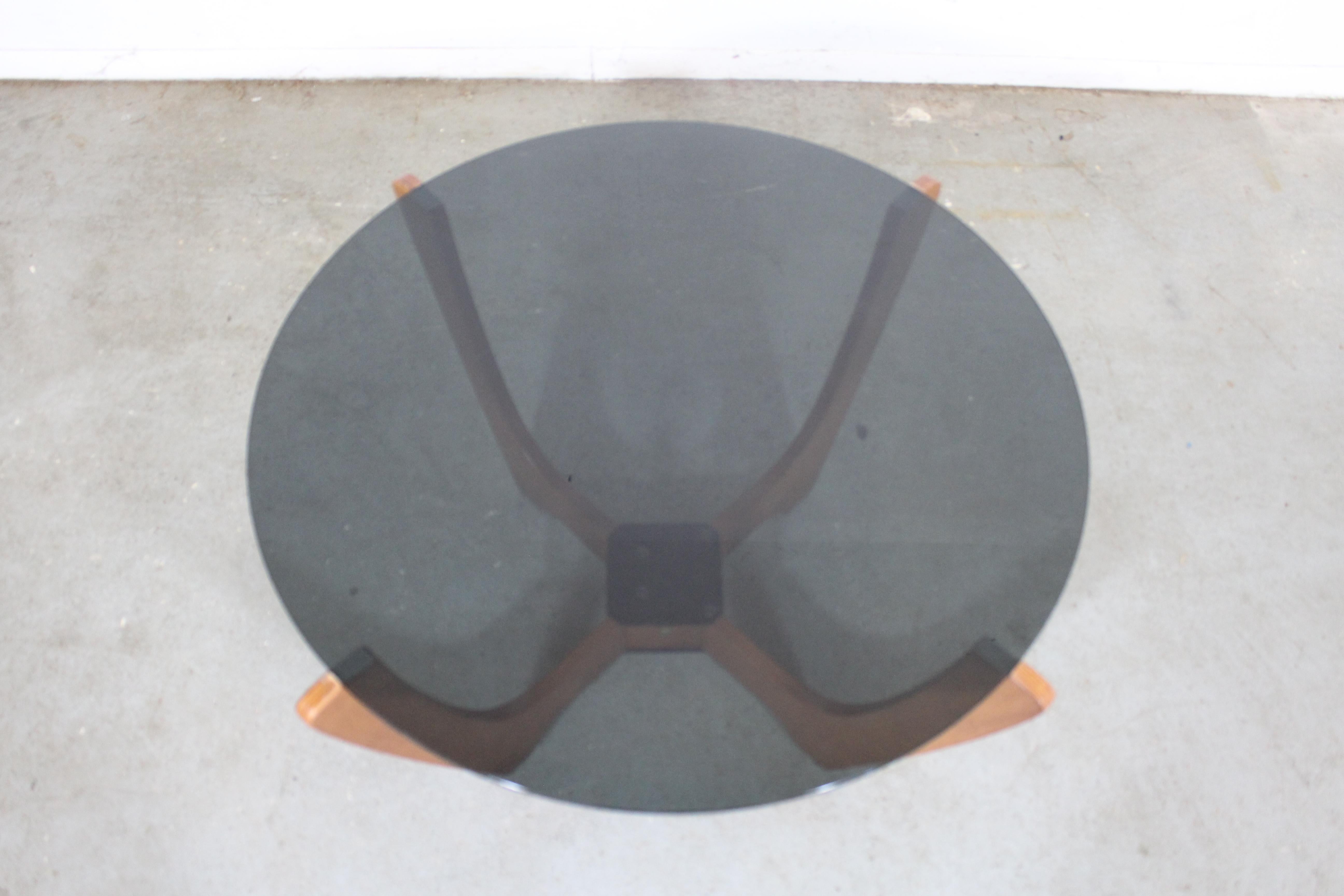 Midcentury Danish Modern Odd Knutsen Glass Top Coffee Table In Good Condition In Wilmington, DE