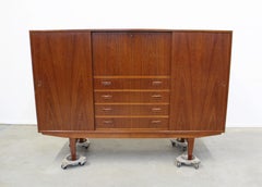 Midcentury Danish Modern Omann Jun Teak Secretary Credenza Highboard