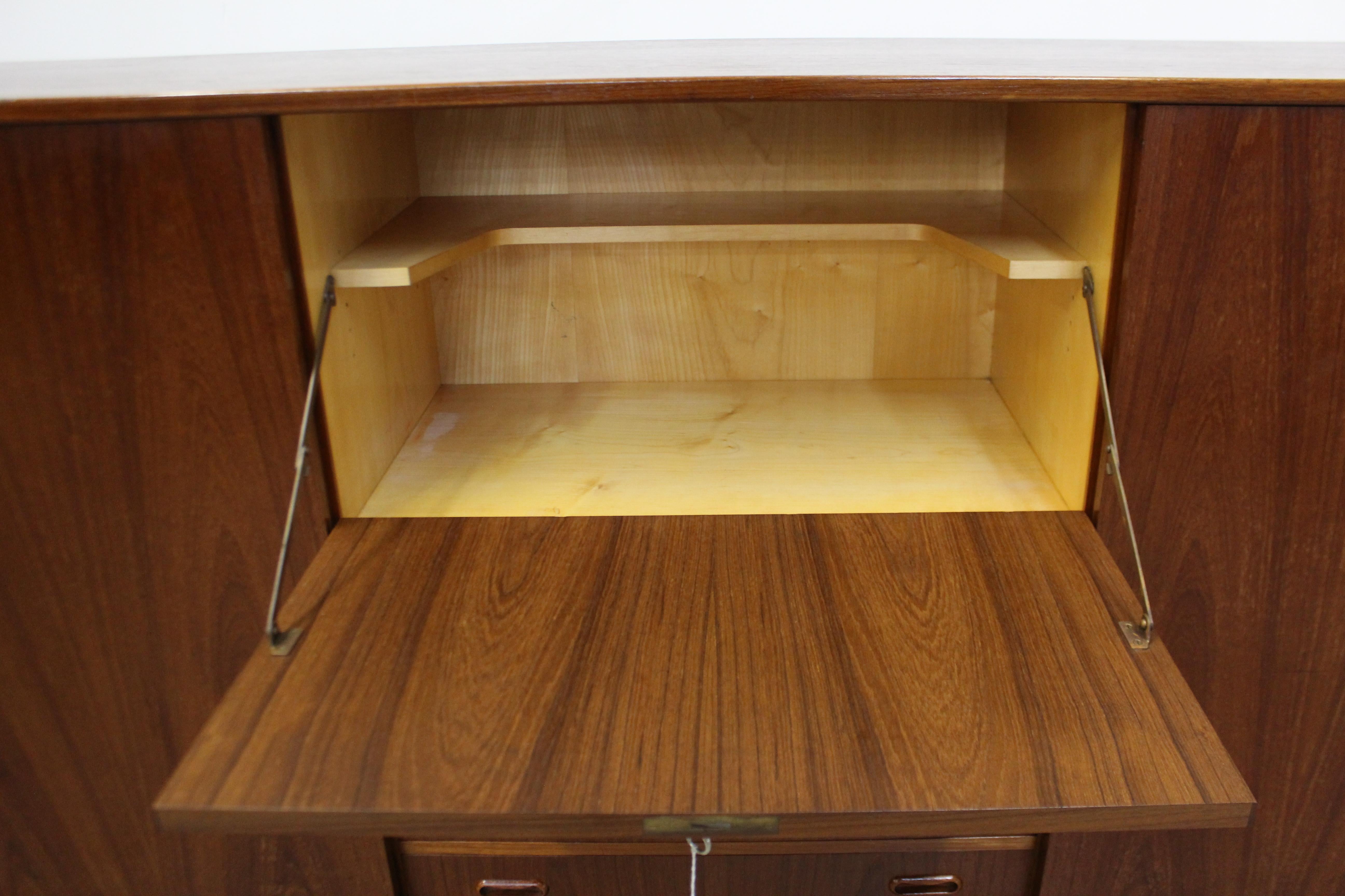 Midcentury Danish Modern Omann Jun Teak Secretary Credenza Highboard In Good Condition For Sale In Wilmington, DE