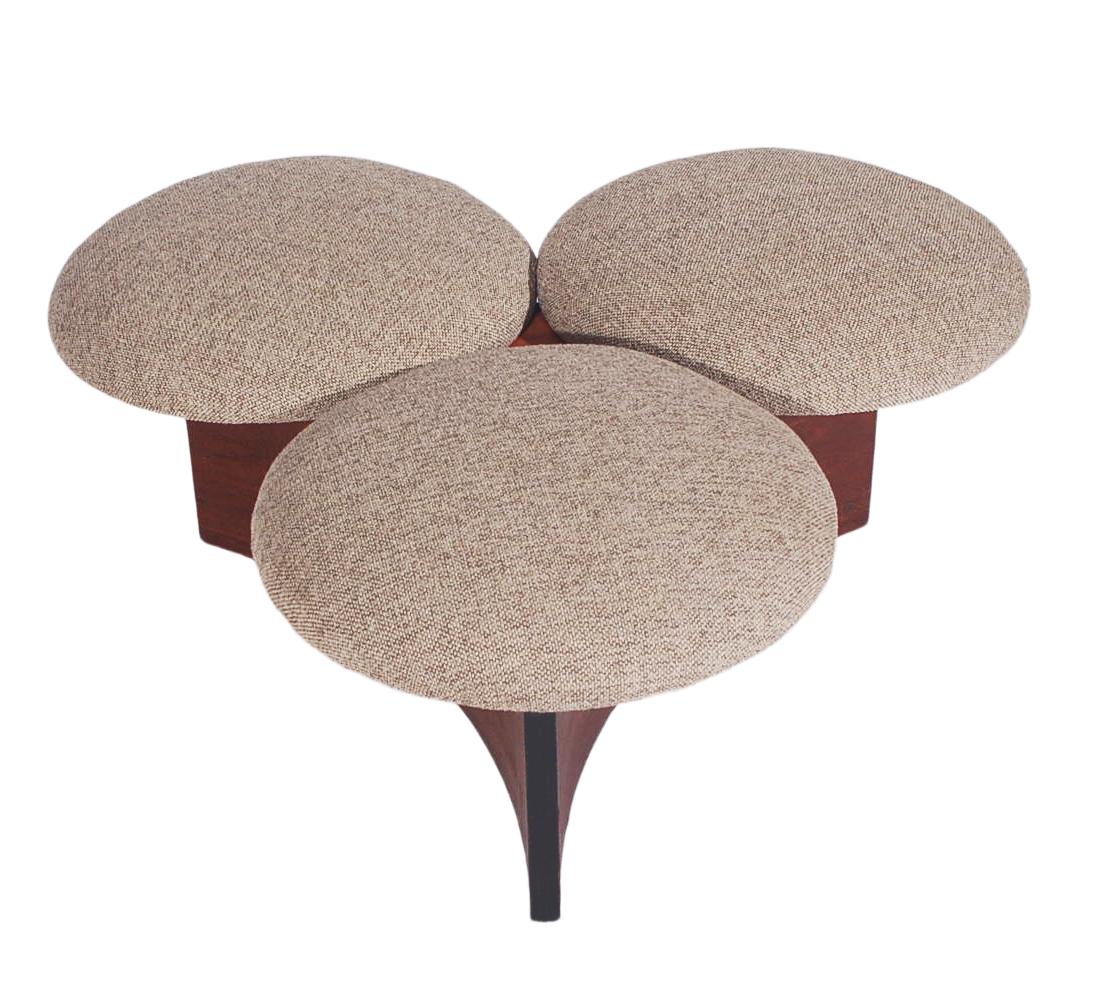 Mid-Century Modern Midcentury Danish Modern Ottoman or Table in Walnut with 3 Circular Cushions