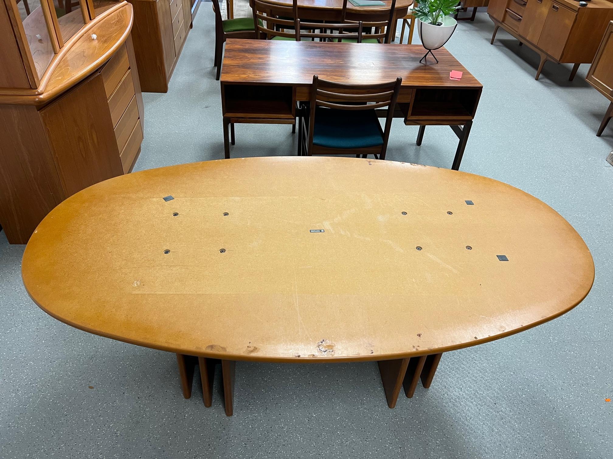 Mid Century Danish Modern Oval Teak And Marble Dining Table By Bendixen Denmark For Sale 6