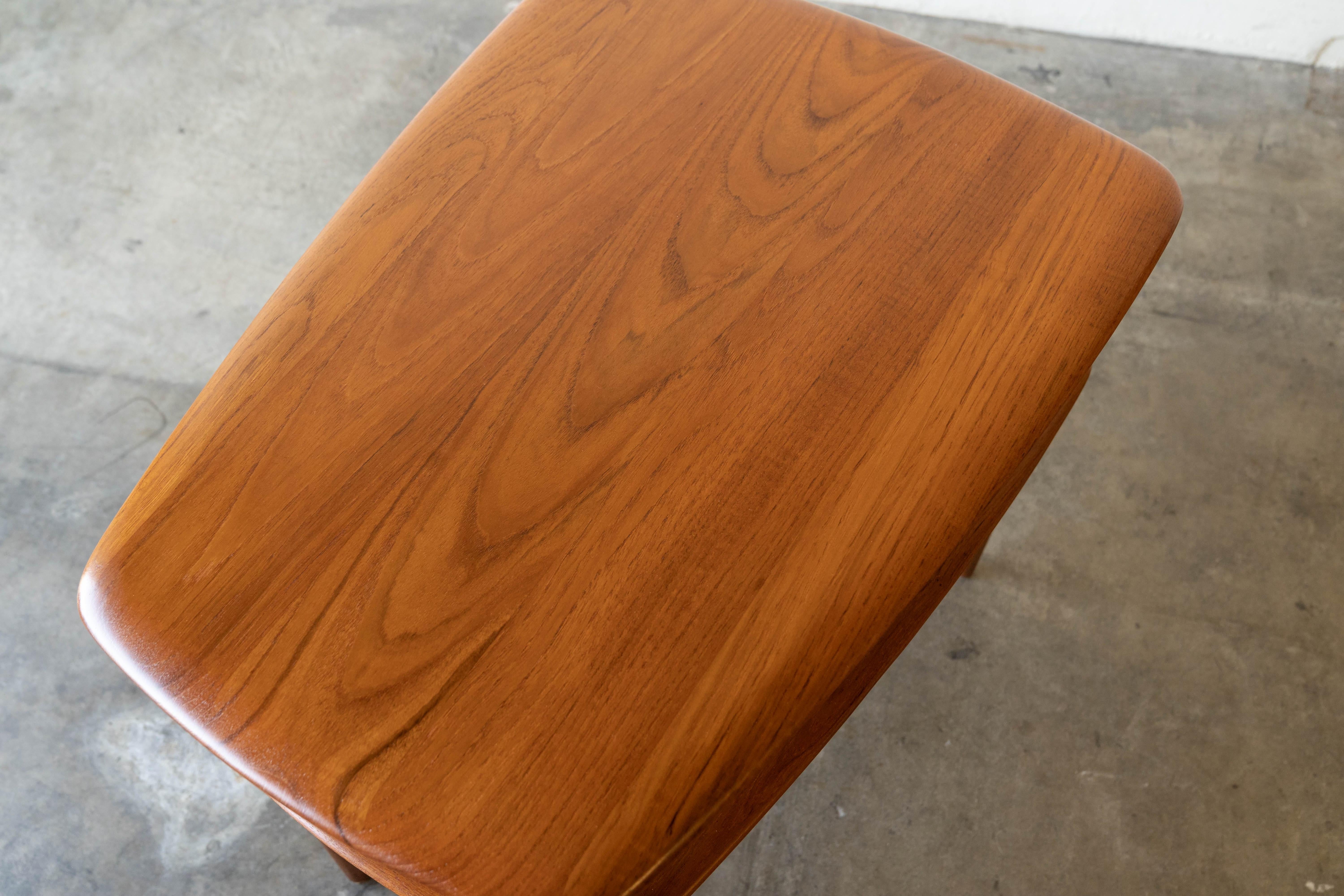 Mid Century Danish Modern Pair of Peter Hvidt Solid Teak & Cane Side Tables 6