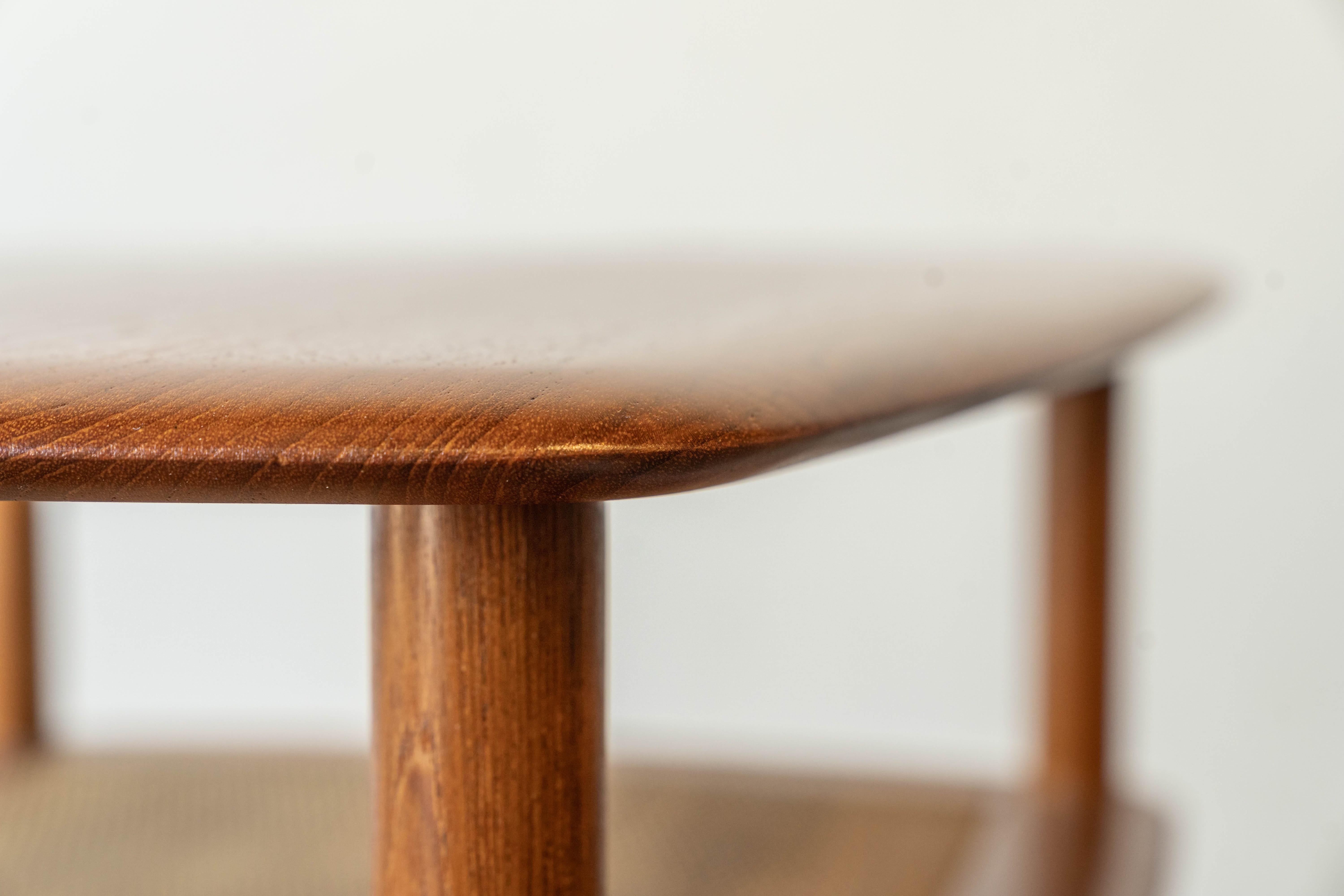Mid Century Danish Modern Pair of Peter Hvidt Solid Teak & Cane Side Tables 8