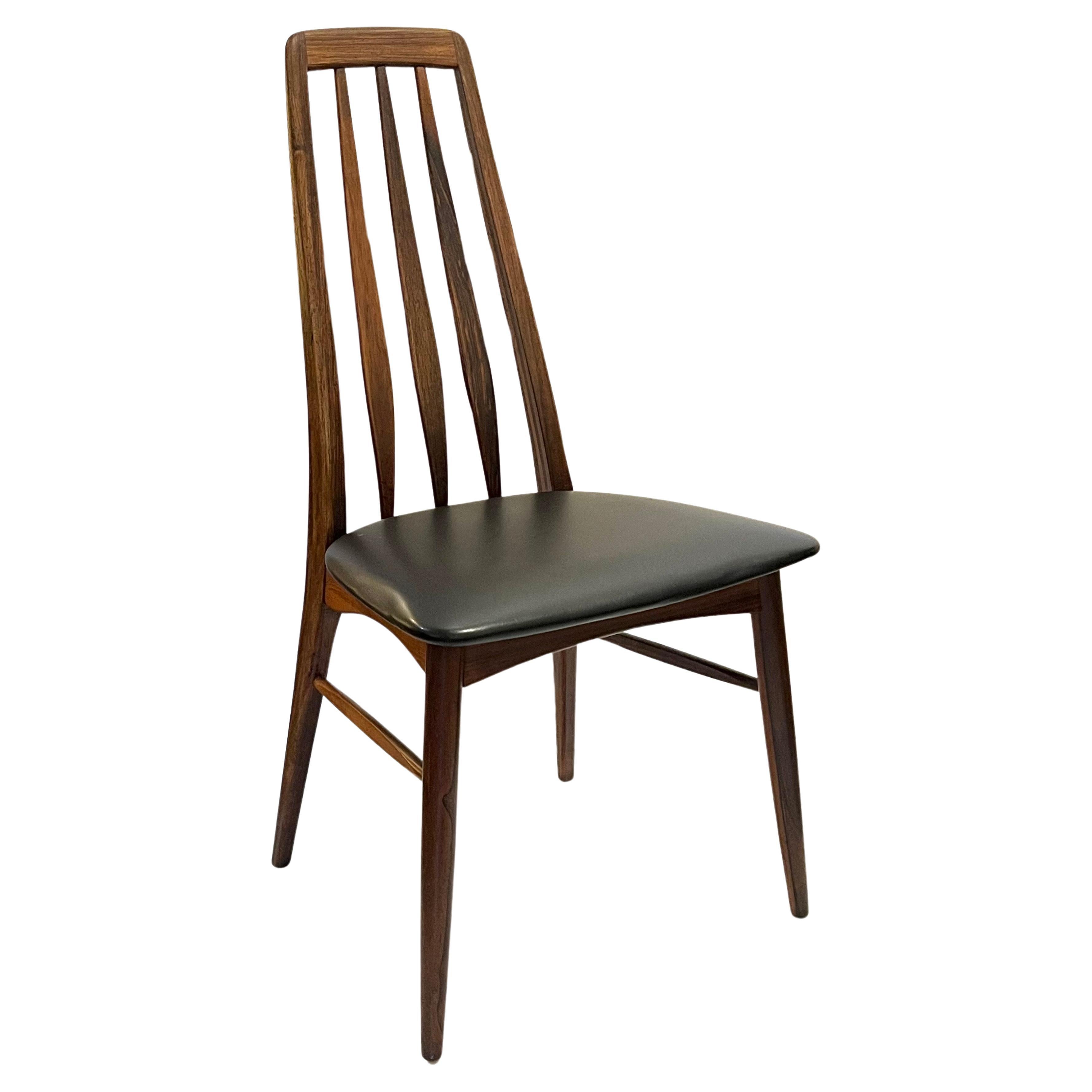 Naugahyde Mid-Century Danish Modern Pair of Rare Dining Chairs in Rosewood Model Eva For Sale