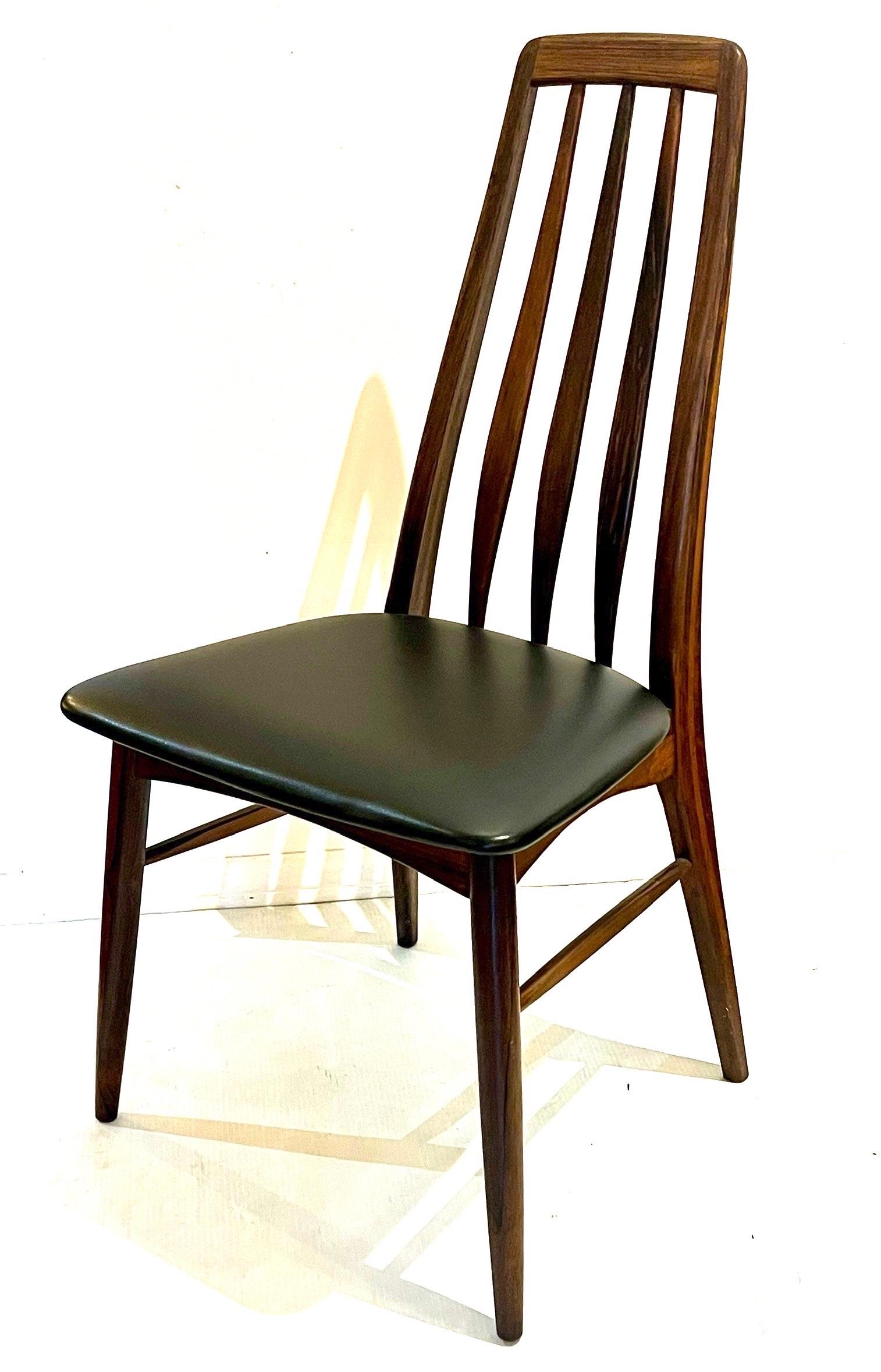 Mid-Century Danish Modern Pair of Rare Dining Chairs in Rosewood Model Eva For Sale 1