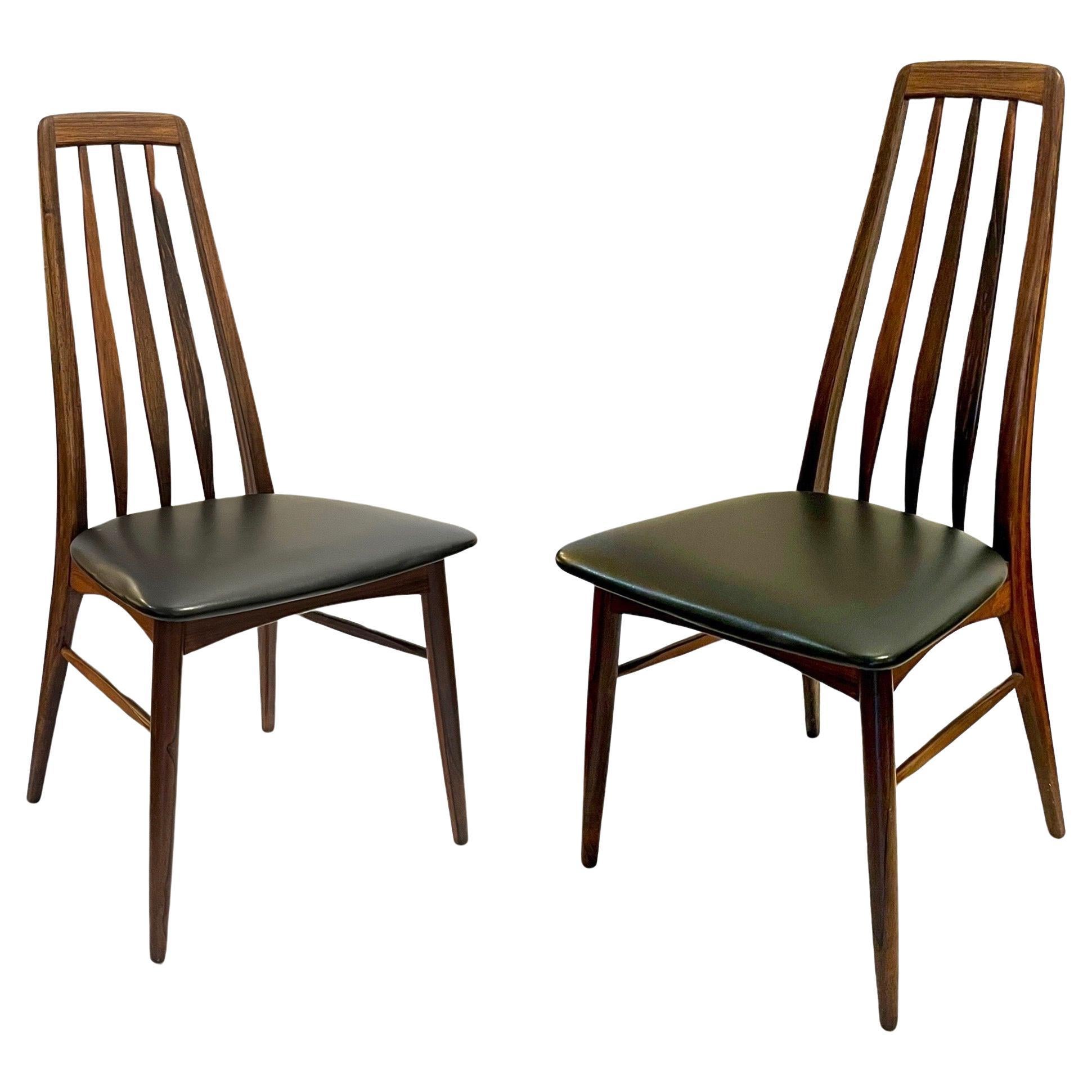 Mid-Century Danish Modern Pair of Rare Dining Chairs in Rosewood Model Eva For Sale