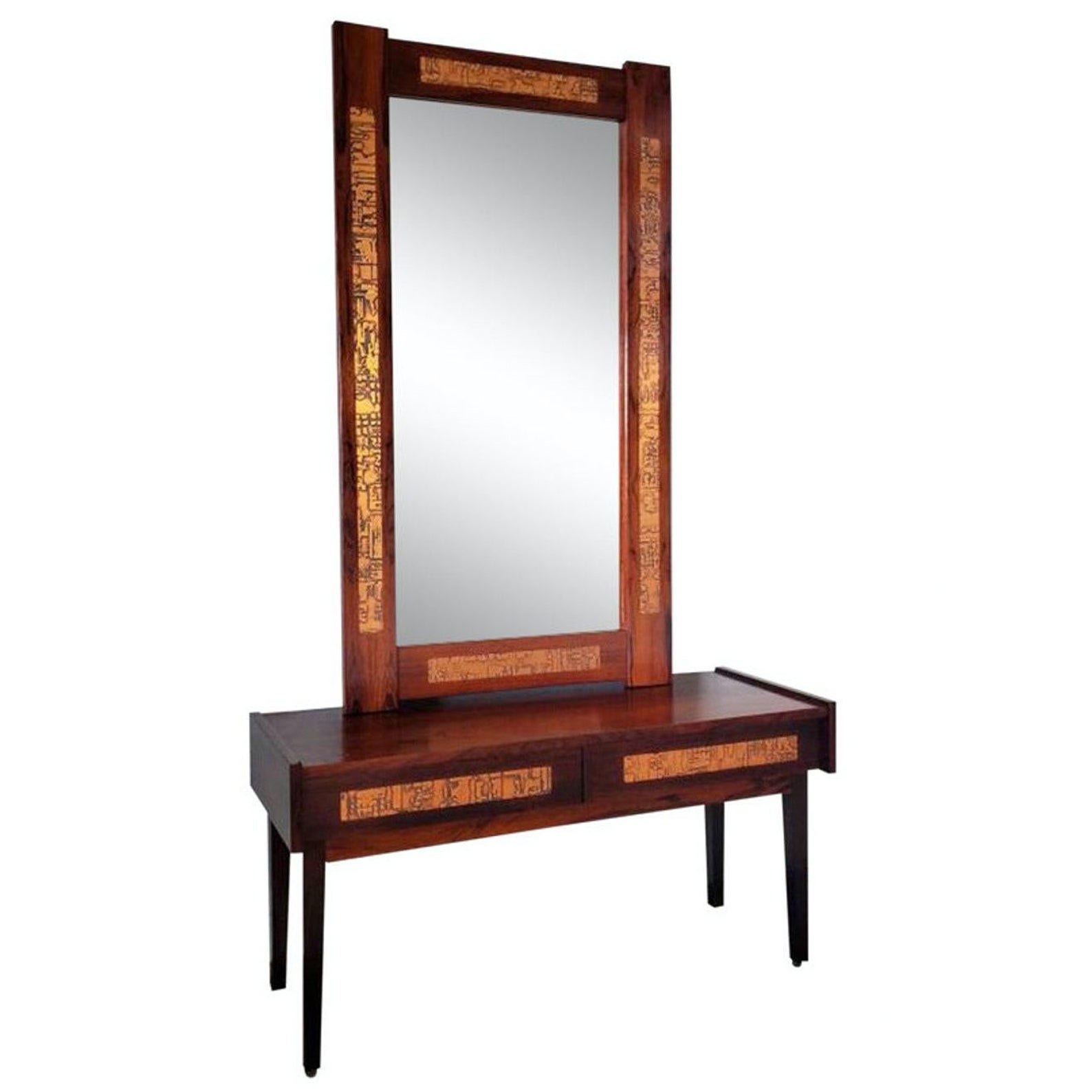 Mid-Century Danish Modern Pedersen & Hansen Palisander Console & Mirror Set