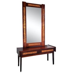 Ensemble console et miroir Palisander Pedersen & Hansen, de style danois moderne du milieu du siècle dernier