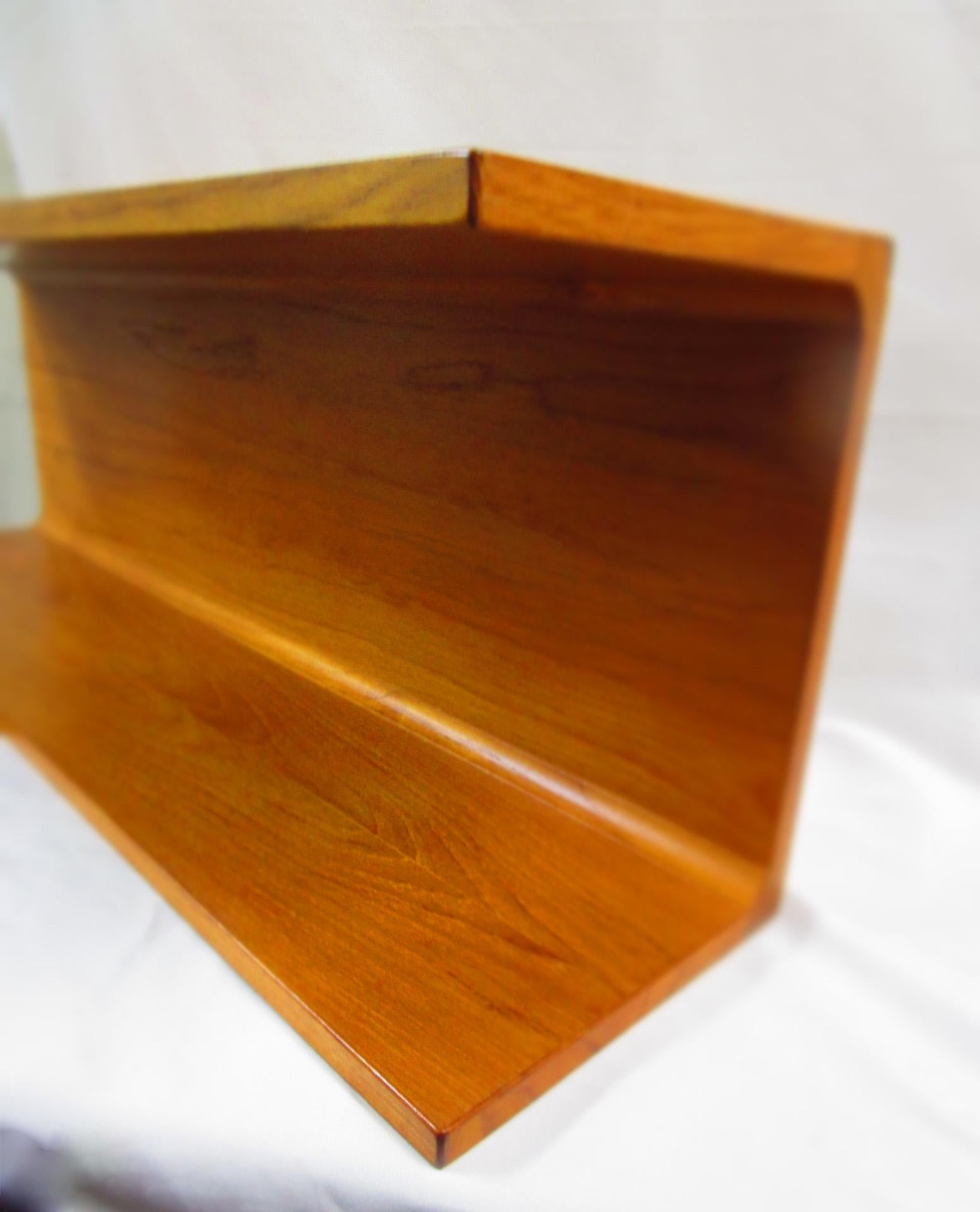 Mid-20th Century Midcentury Danish Modern Pedersen & Hansen Teak Wood Floating Wall Shelf For Sale