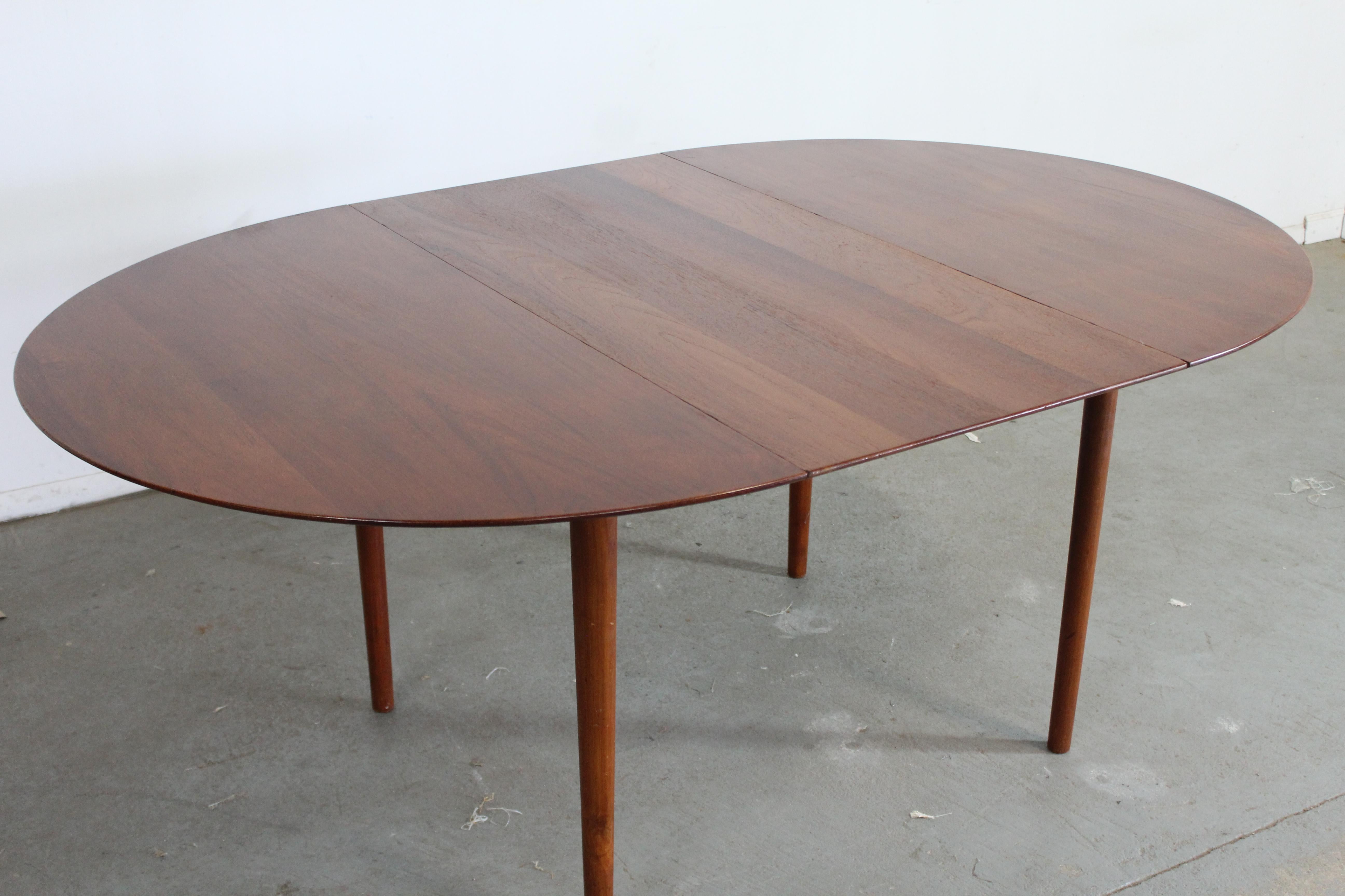Mid-Century Modern Mid-Century Danish Modern Peter Hdvit Teak Oval Dining Table w 1 Extension For Sale