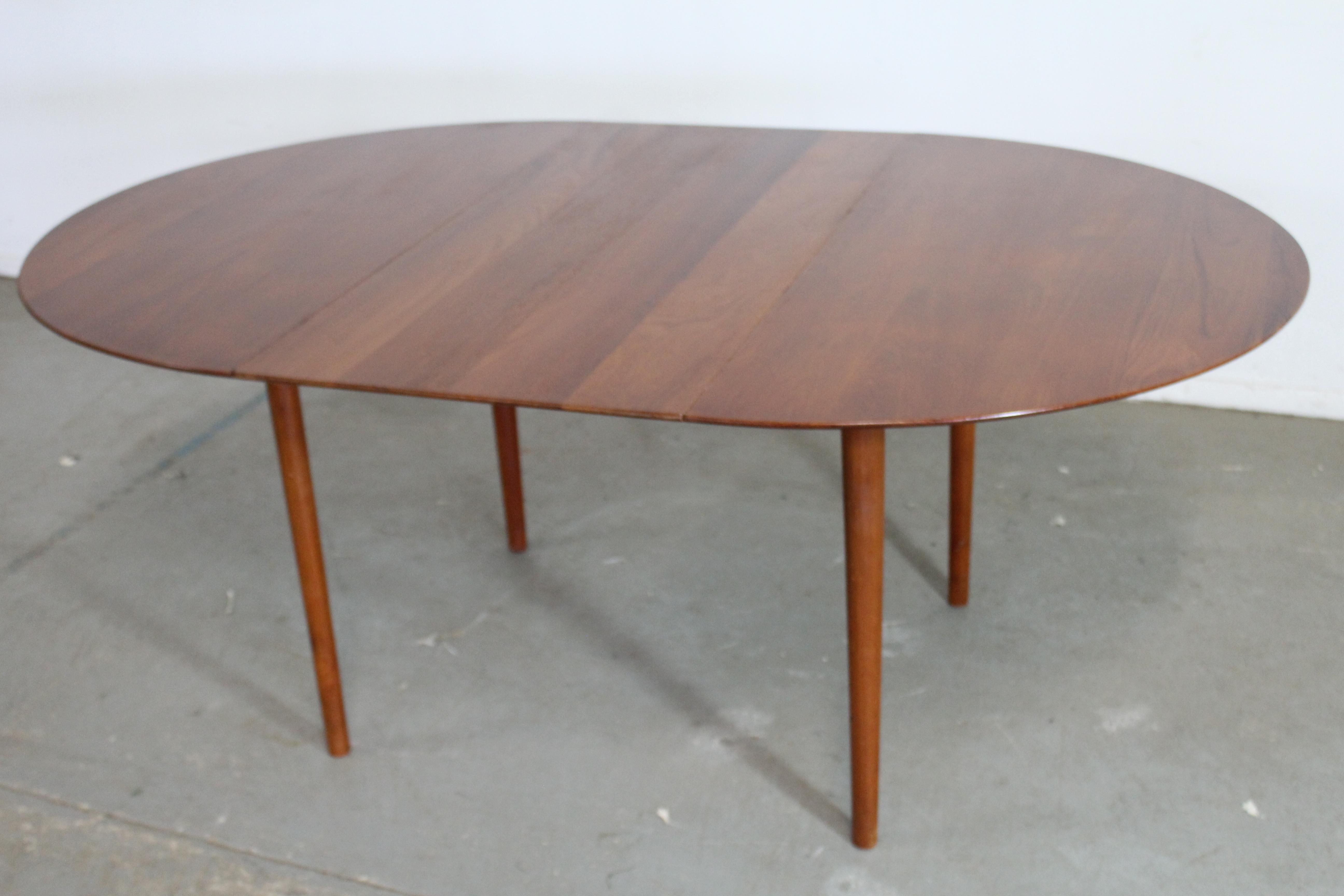 20th Century Mid-Century Danish Modern Peter Hdvit Teak Oval Dining Table w 1 Extension For Sale