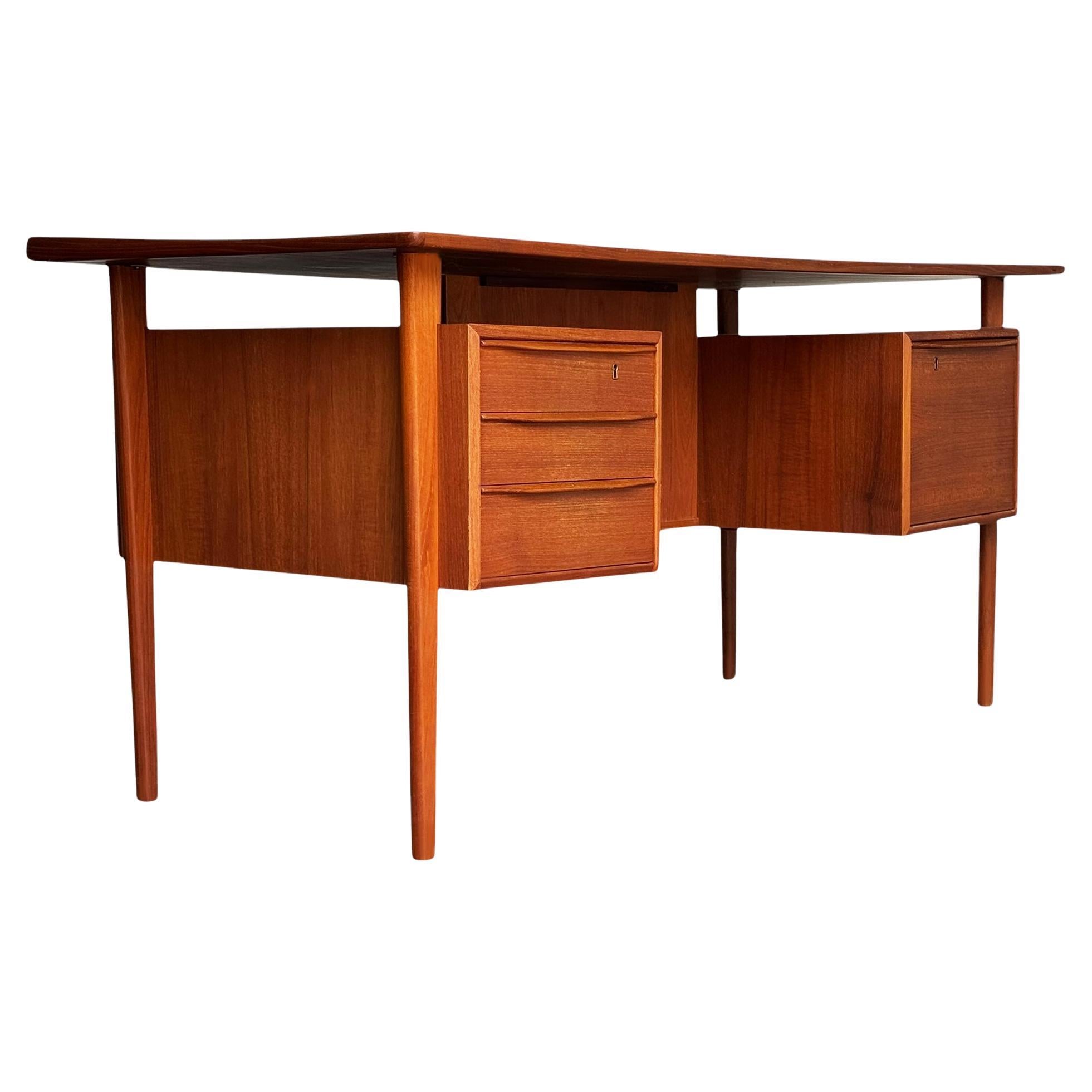 Mid Century Danish Modern Peter Lovig Nielsen Teak Executive Desk for Dansk