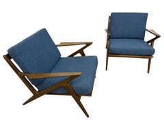 Mid-Century Danish Modern Poul Jensen for Selig Walnut "Z" Arm Chairs