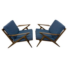 Mid-Century Danish Modern Poul Jensen for Selig Walnut "Z" Arm Chairs