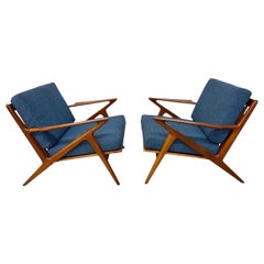 Mid-Century Danish Modern Poul Jensen Selig Walnut "Z" Arm Chairs - Set of 2