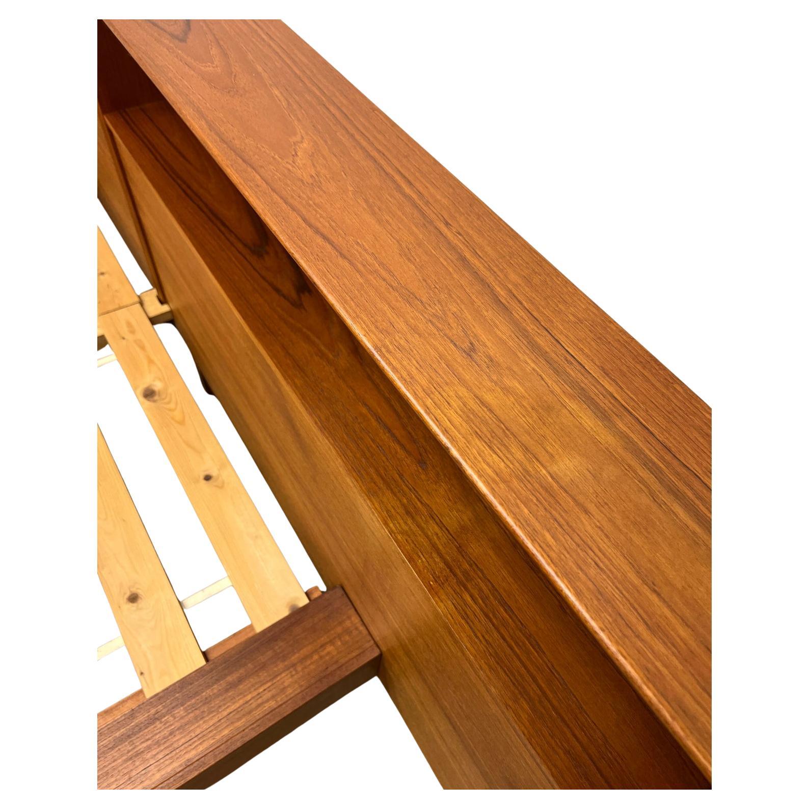 Birch Mid century Danish Modern Queen teak Platform bed headboad by Westnofa