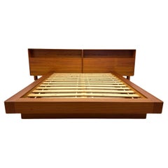 Mid century Danish Modern Queen teak Platform bed headboad by Westnofa