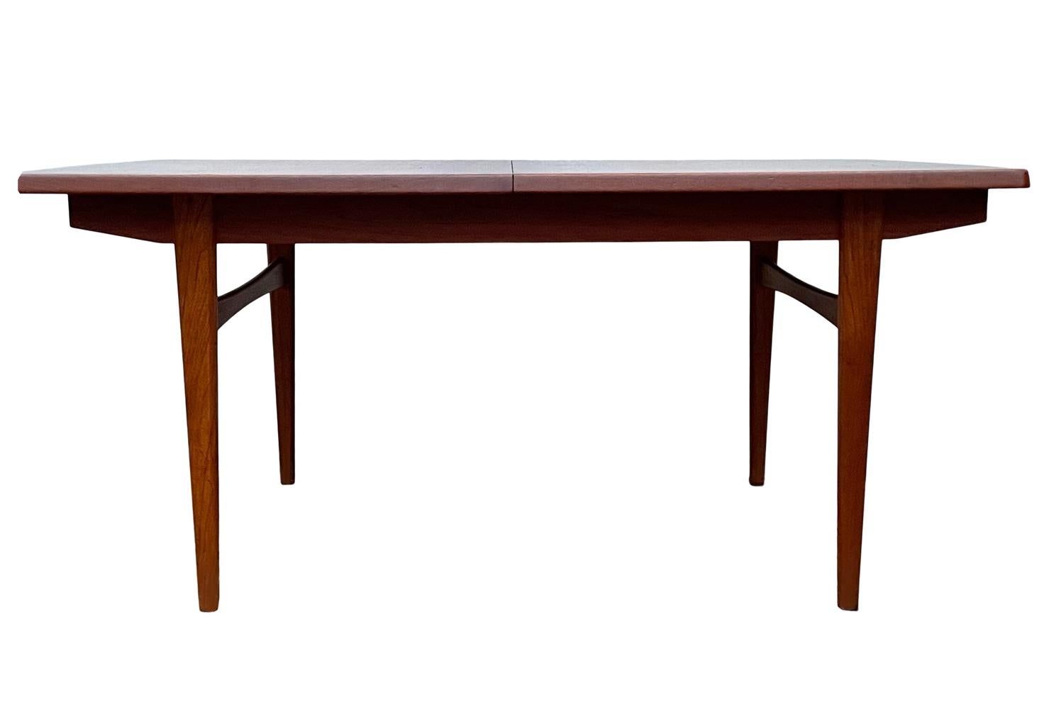 Mid Century Danish Modern Rectangular Dining Table in Teak with 2