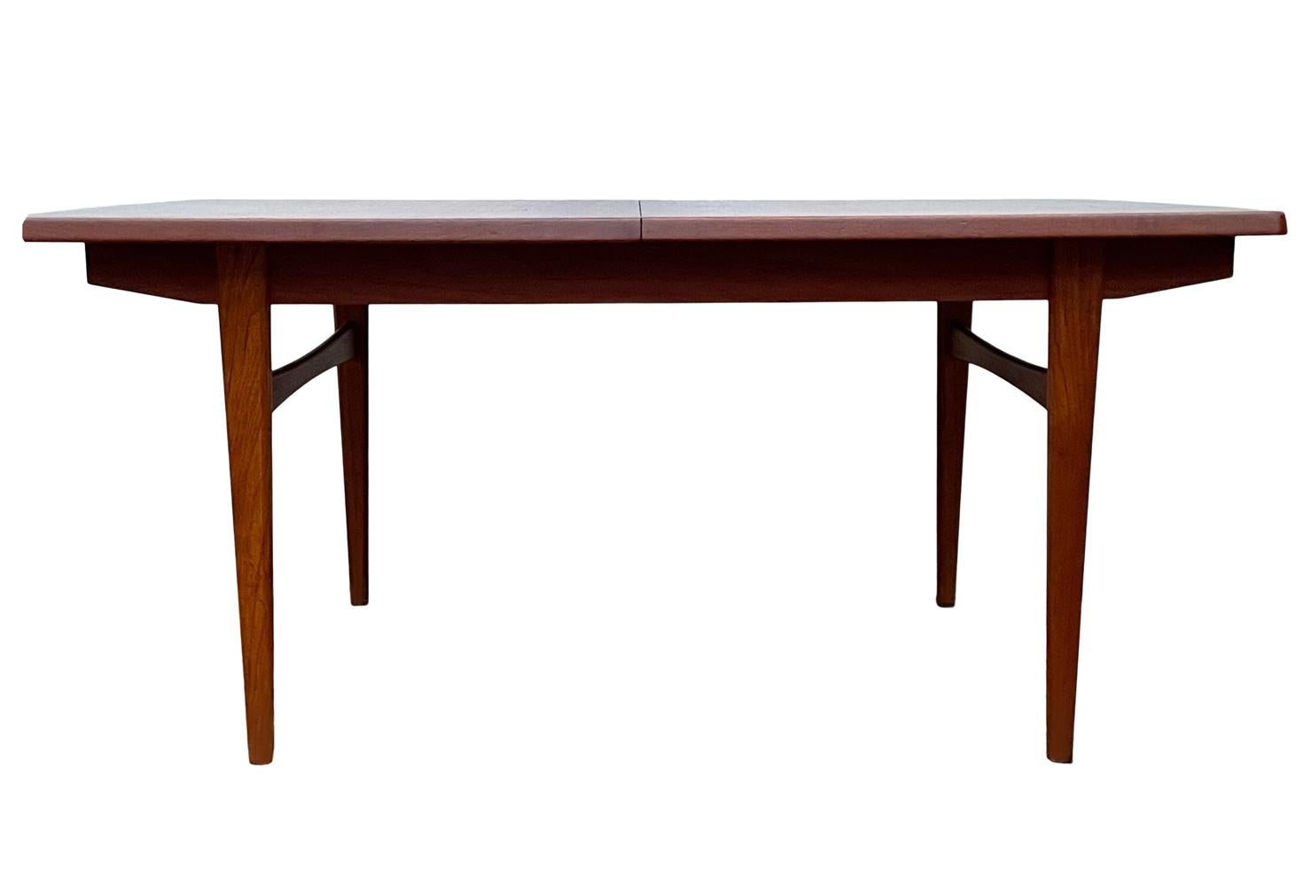 Mid-20th Century Mid Century Danish Modern Rectangular Dining Table in Teak with 2 Extension Leaf