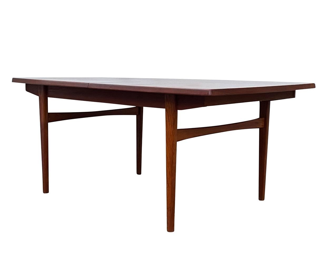 Mid Century Danish Modern Rectangular Dining Table in Teak with 2 Extension Leaf 2