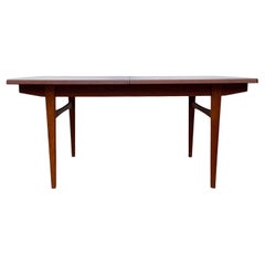 Mid Century Danish Modern Rectangular Dining Table in Teak with 2 Extension Leaf